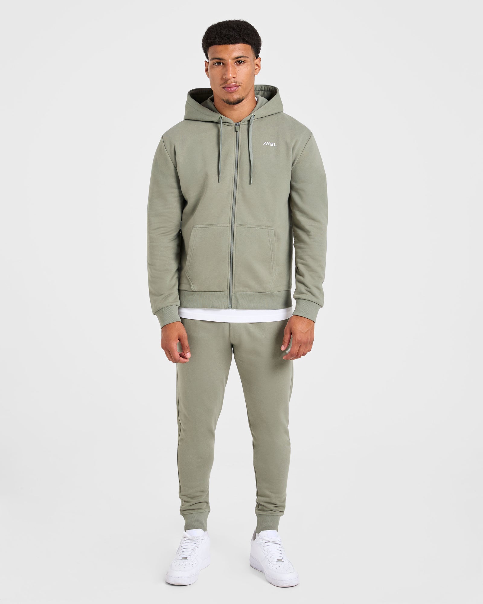 Essential Lightweight Zip Up Hoodie - Washed Sage
