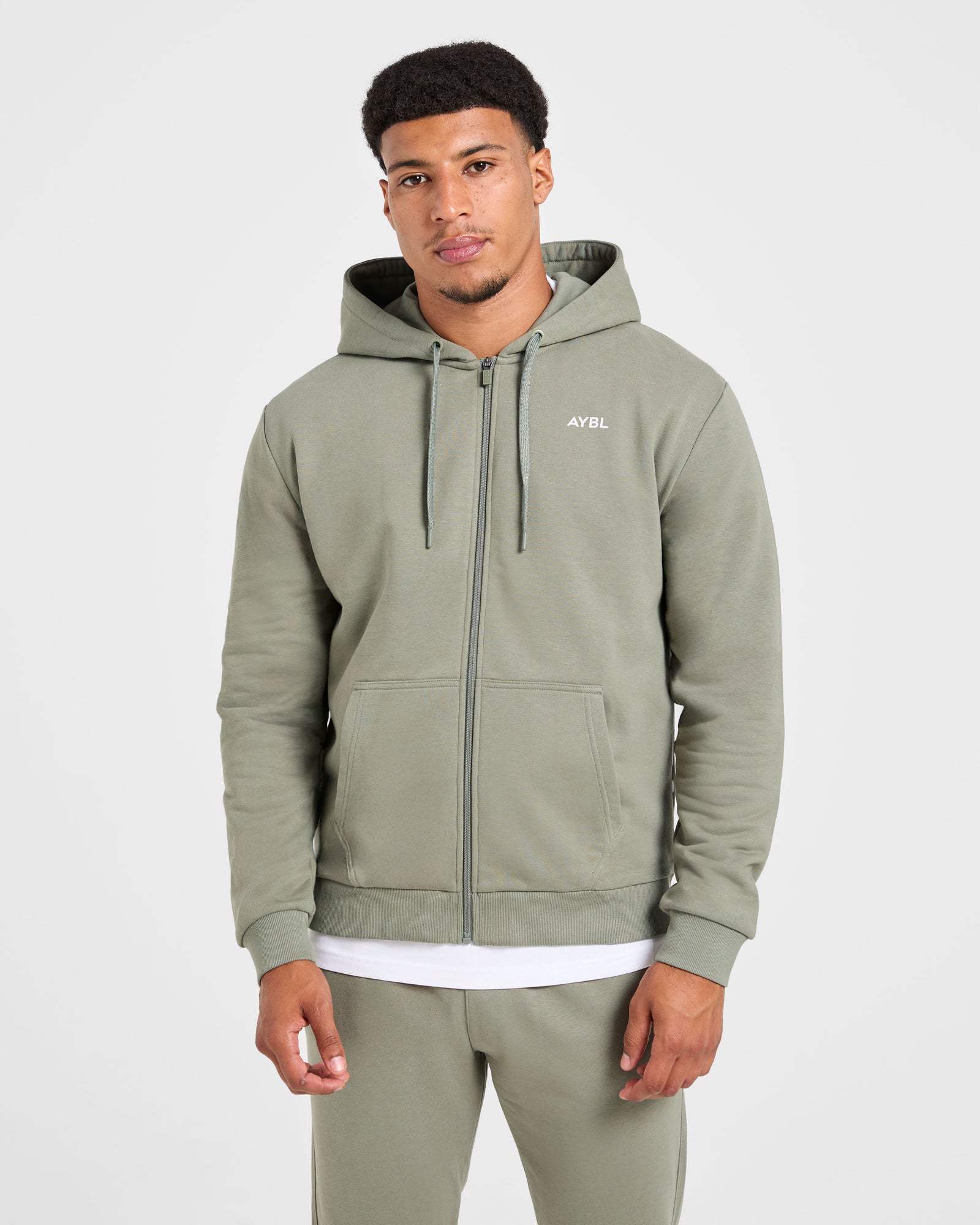 Essential Lightweight Zip Up Hoodie - Washed Sage
