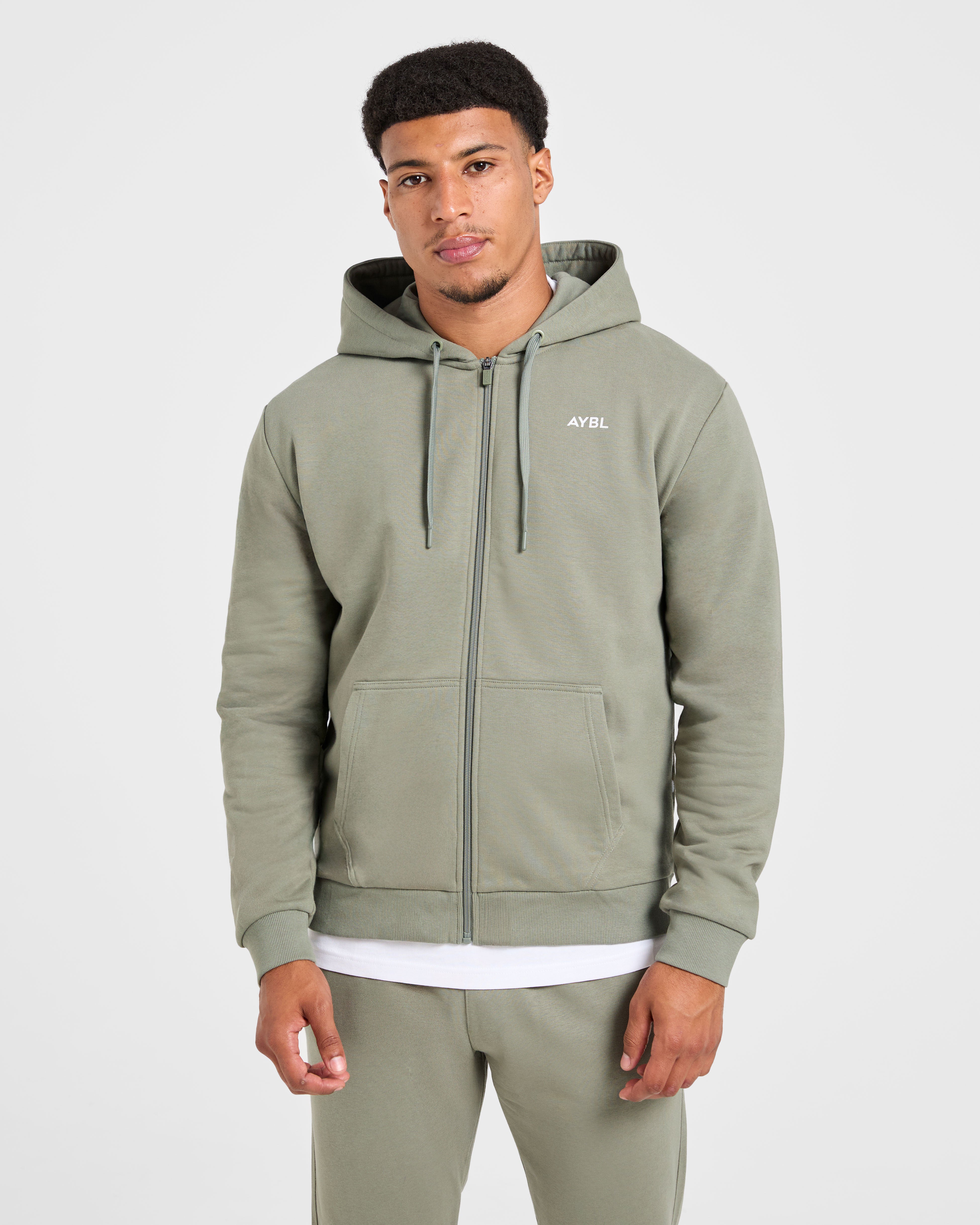 Essential Lightweight Zip Up Hoodie - Washed Sage