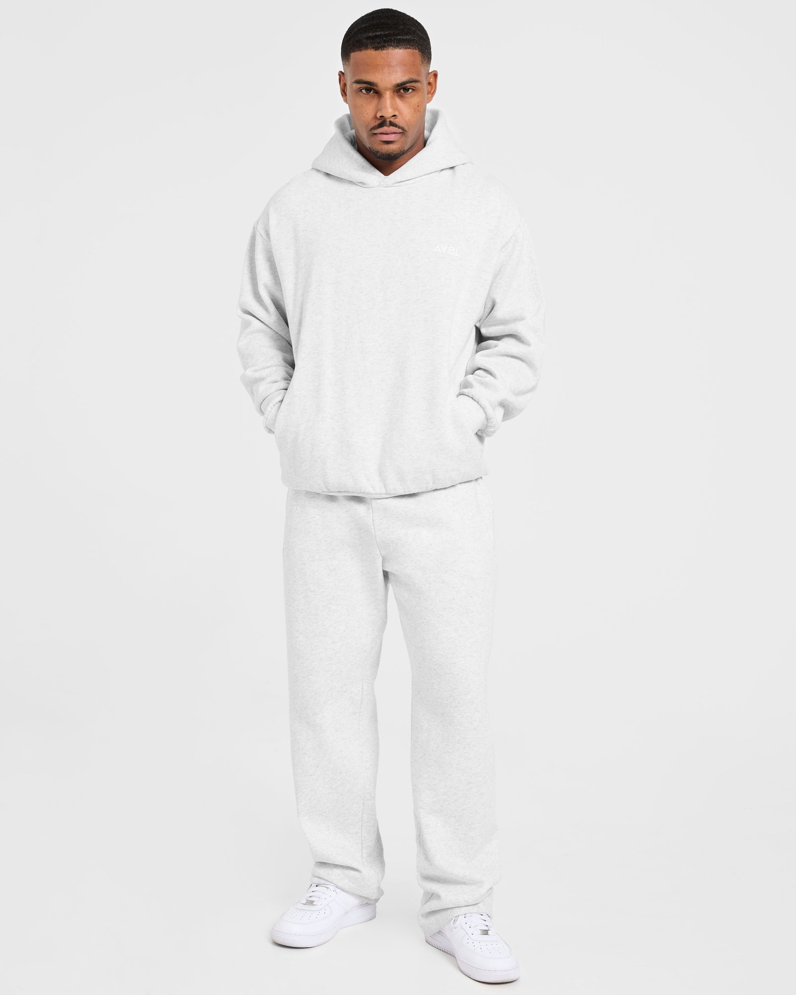 Essential Oversized Straight Leg Joggers - Grey Marl