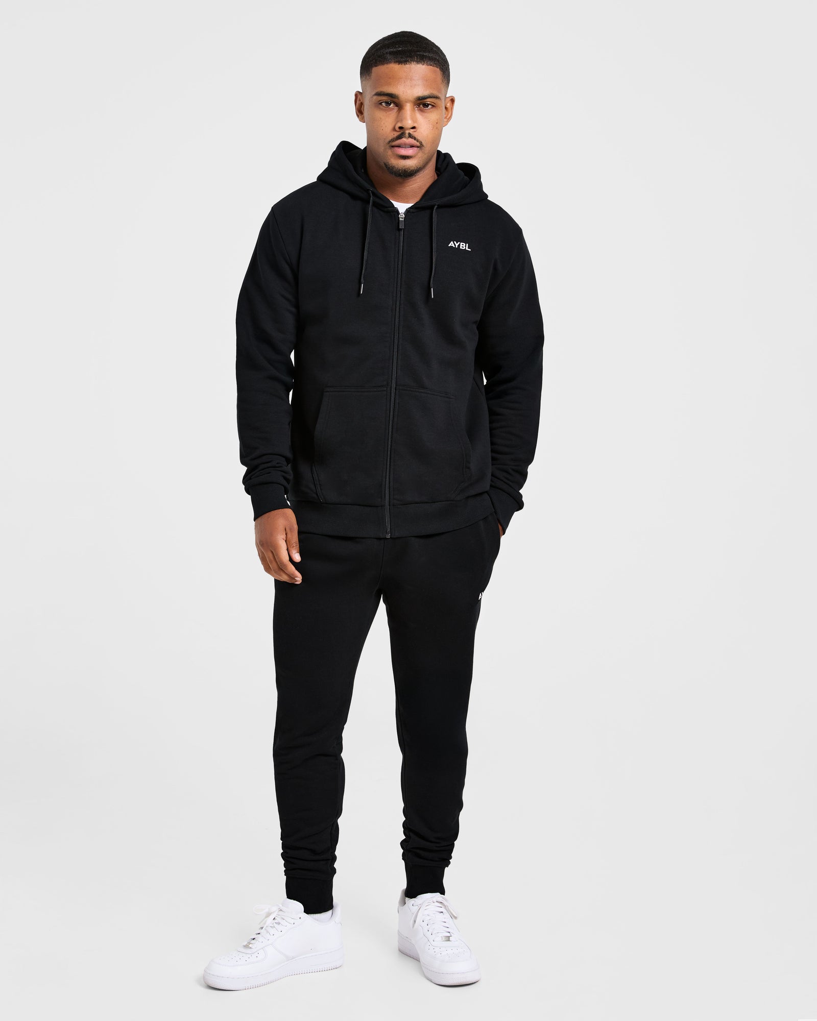 Essential Lightweight Zip Up Hoodie - Black