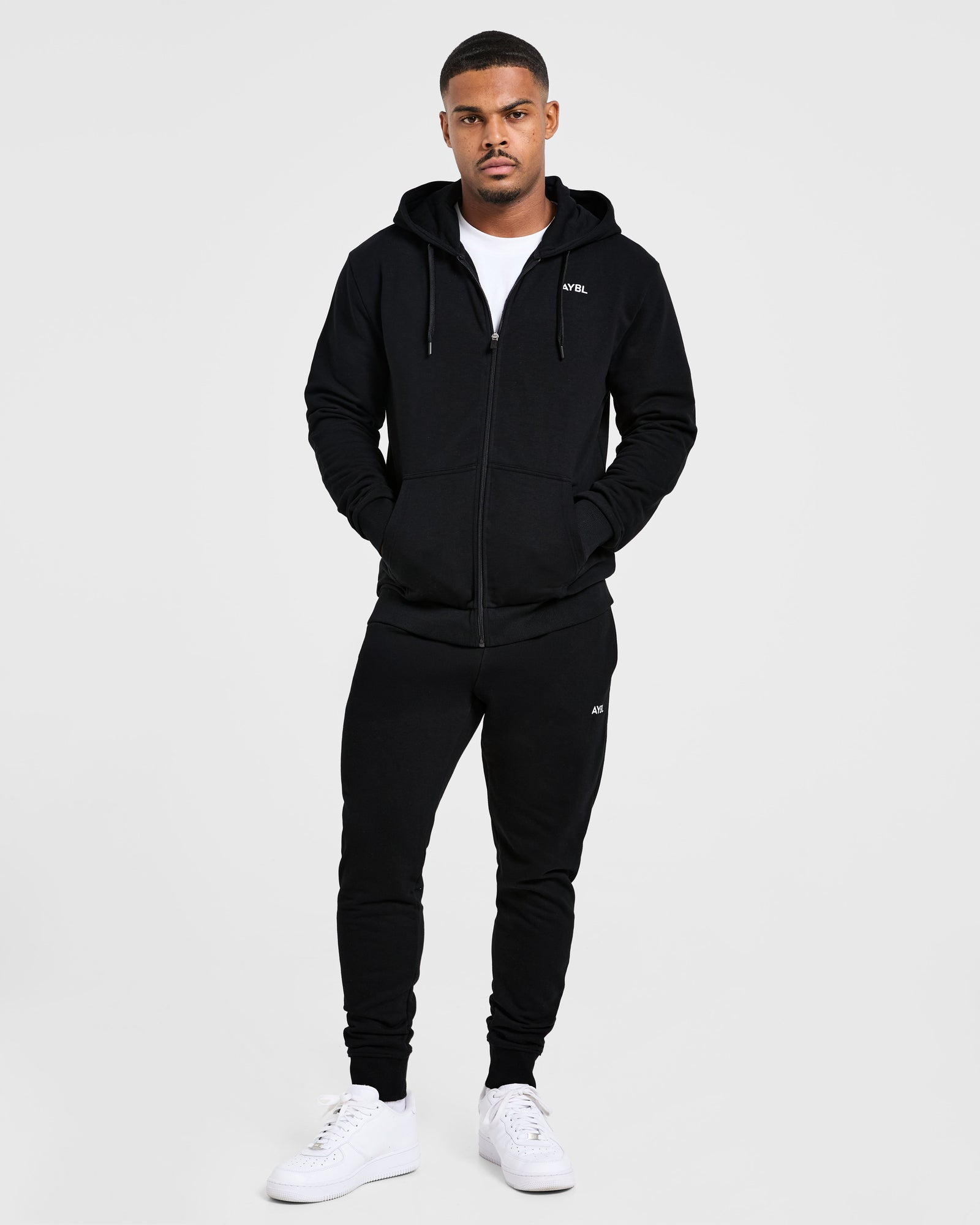Essential Lightweight Zip Up Hoodie - Black
