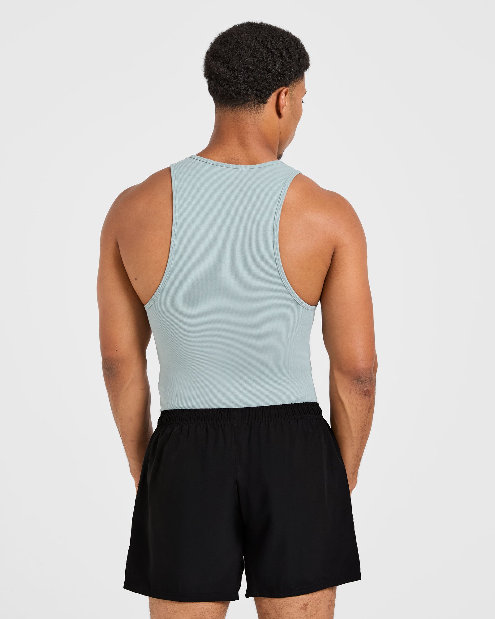 Muscle Ribbed Tank - Stone Blue