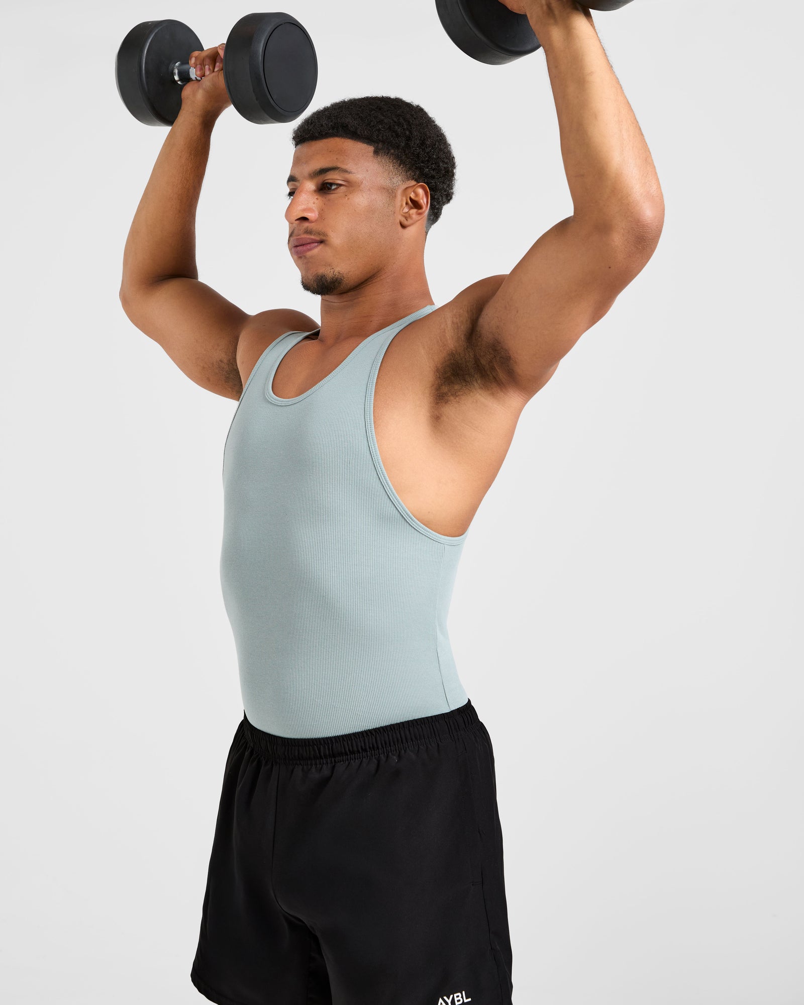 Muscle Ribbed Tank - Stone Blue