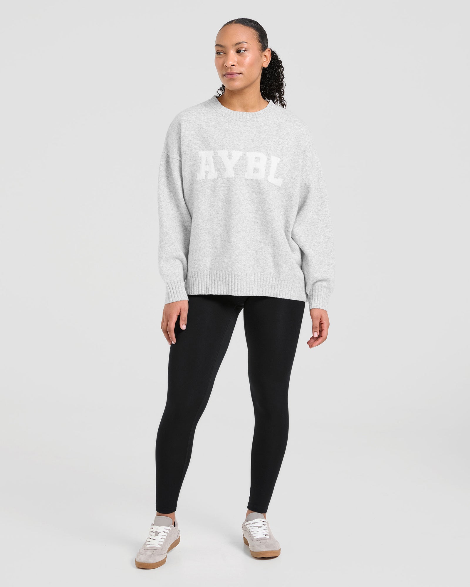 JD Varsity Oversized Knitted Sweater - Grey Marl (Copy)