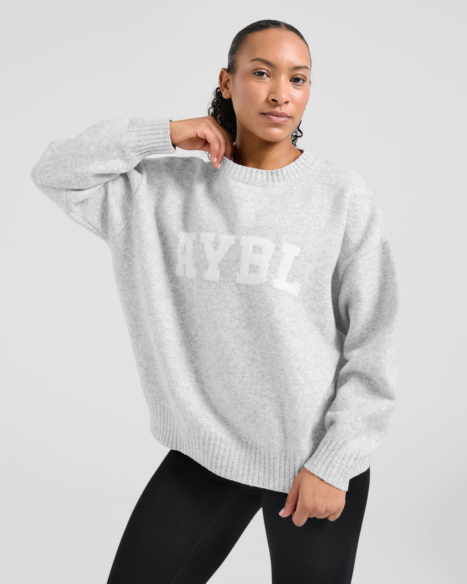 JD Varsity Oversized Knitted Sweater - Grey Marl (Copy)