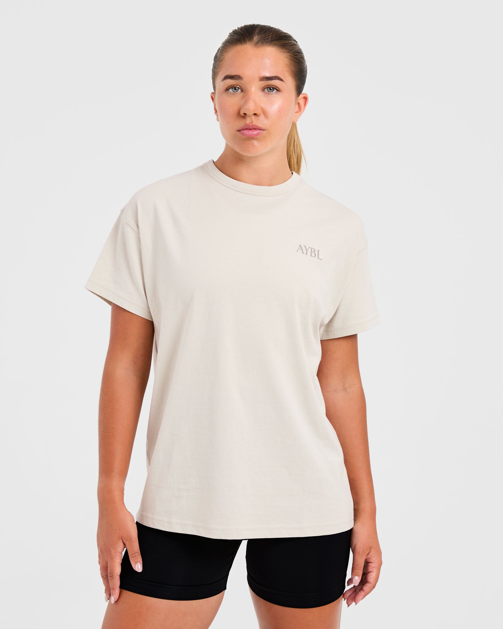 Athletics Club Oversized T Shirt - Taupe Beige