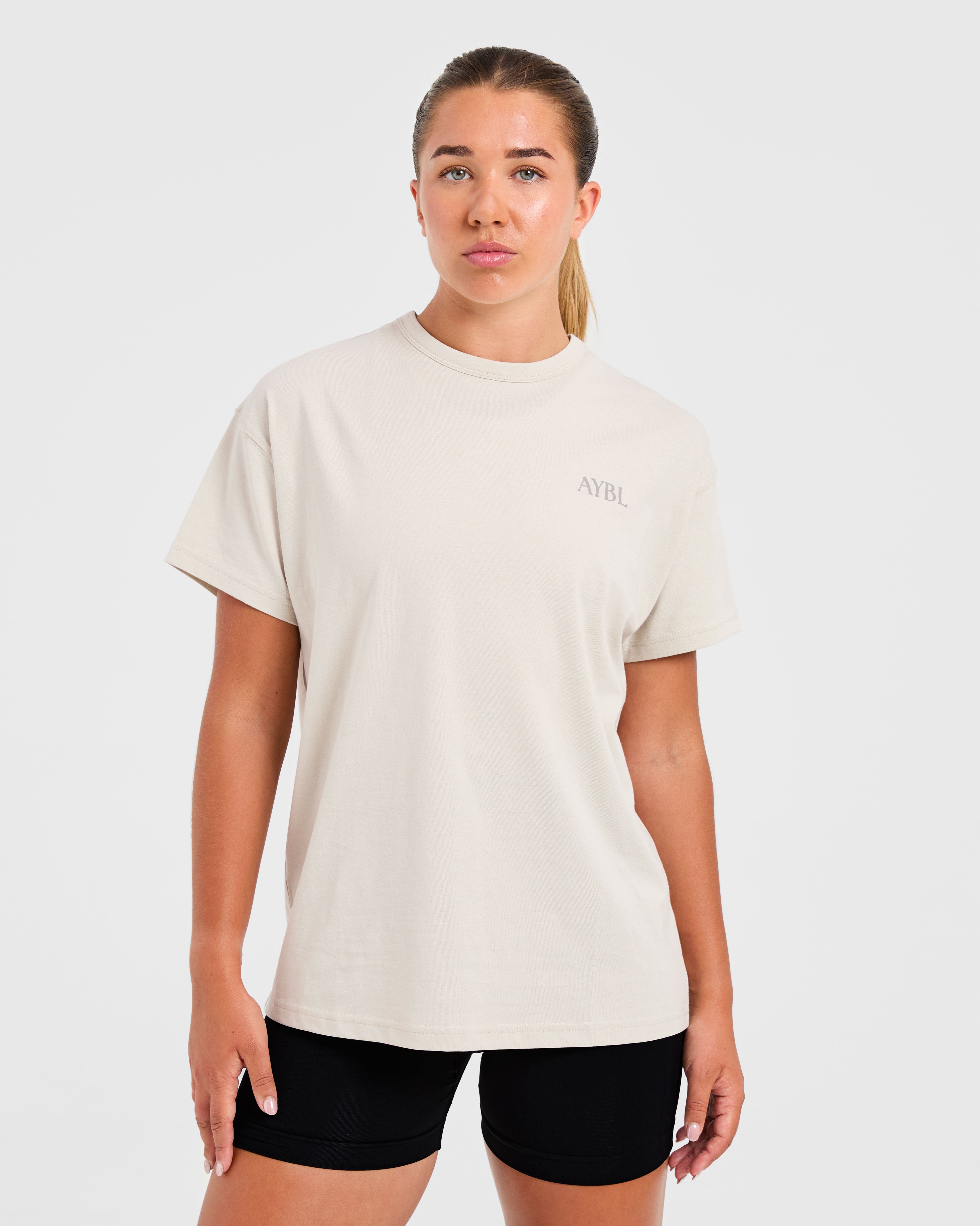 Athletics Club Oversized T Shirt - Taupe Beige