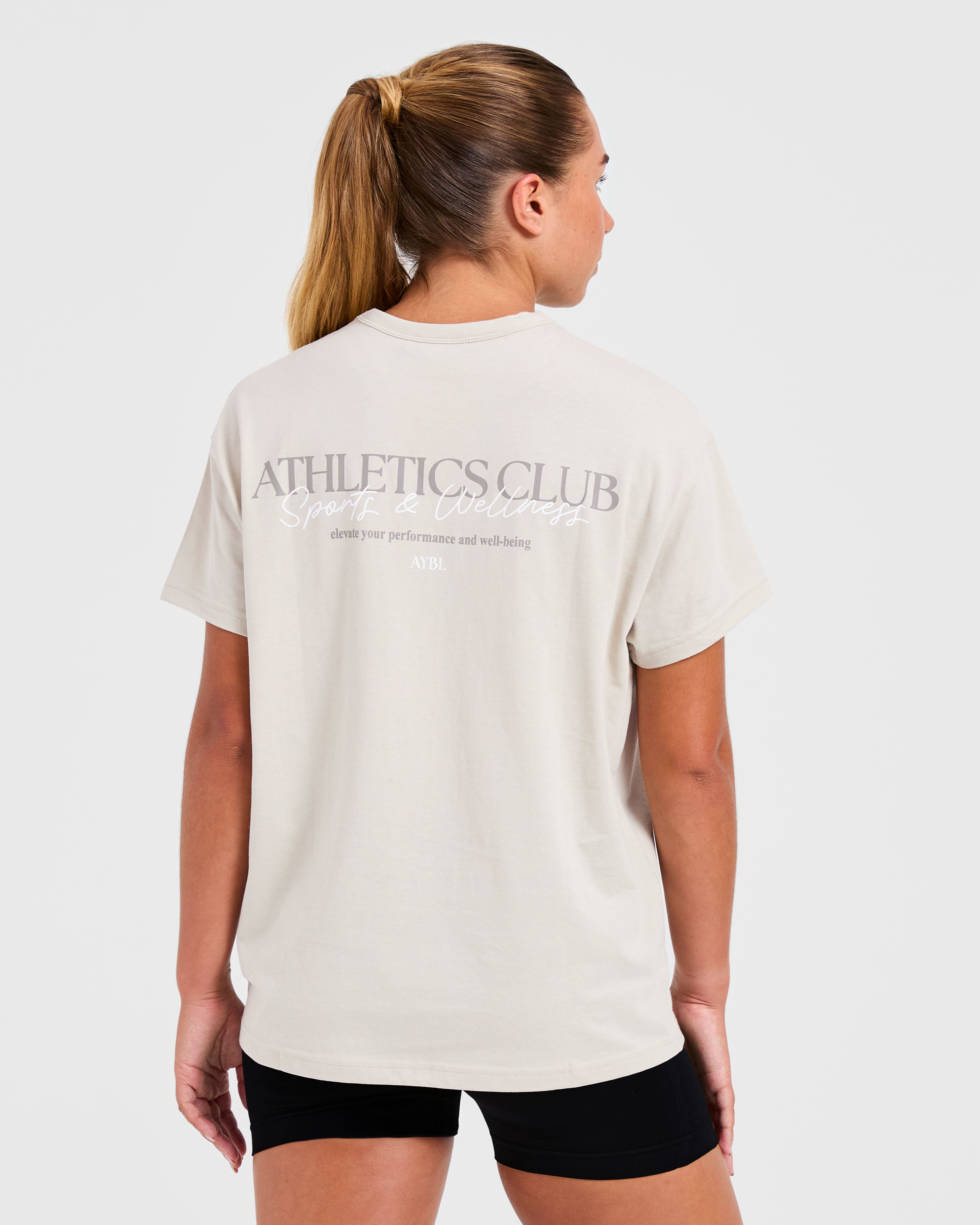 Athletics Club Oversized T Shirt - Taupe Beige