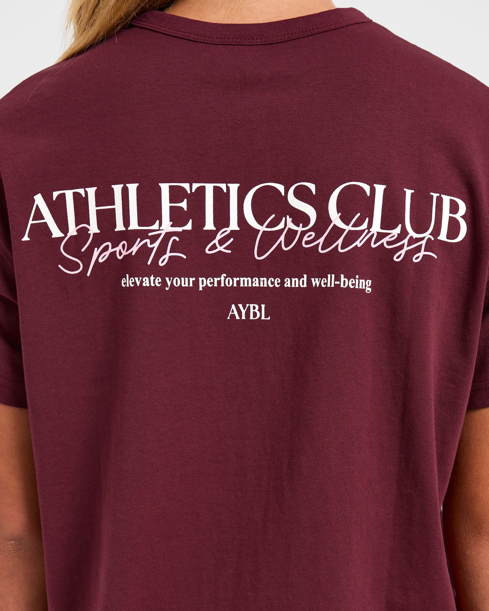 Athletics Club Oversized T Shirt - Red Wine/Pink