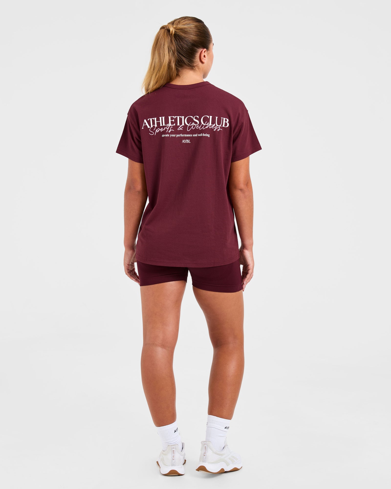 Athletics Club Oversized T Shirt - Red Wine/Pink