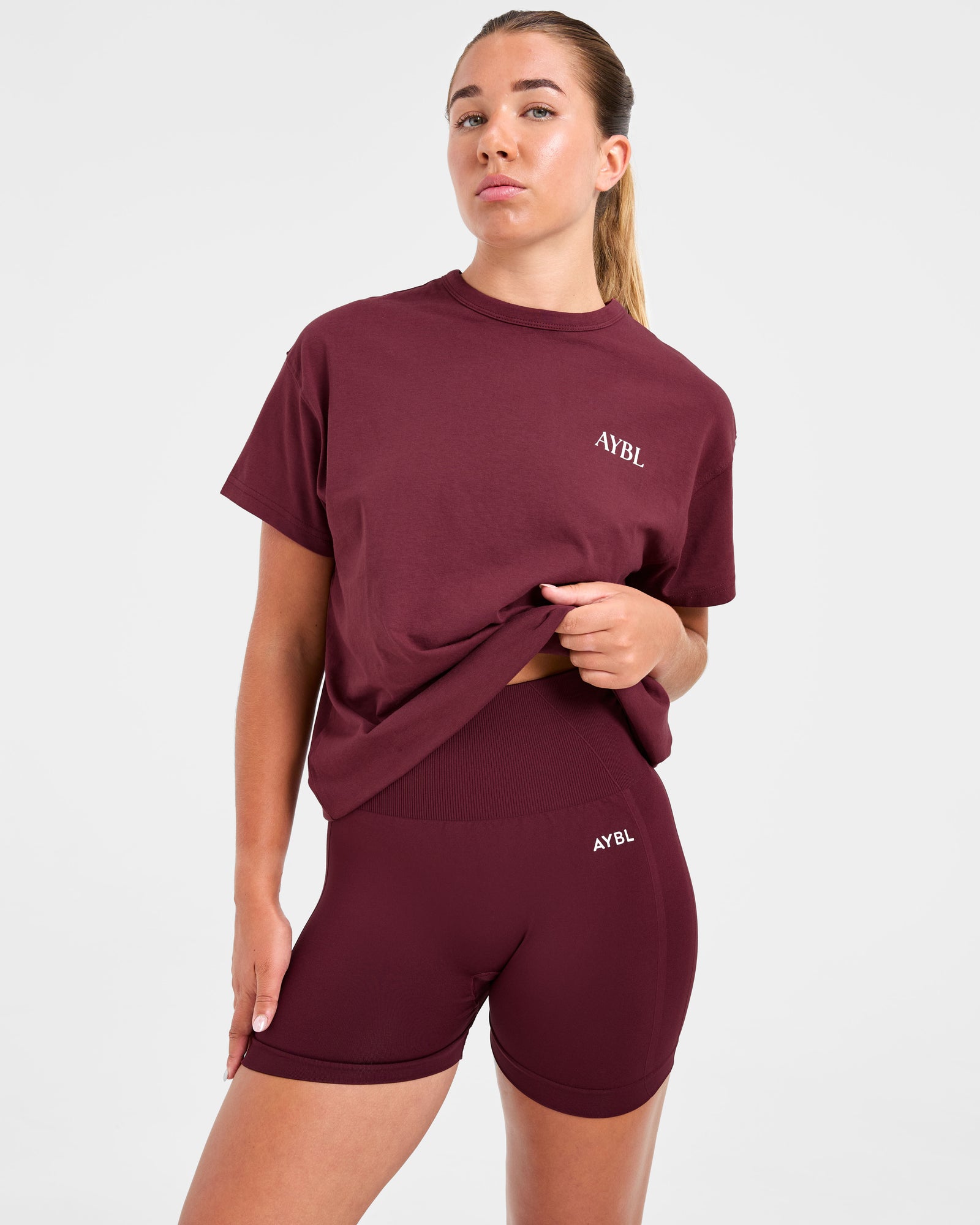 Athletics Club Oversized T Shirt - Red Wine/Pink