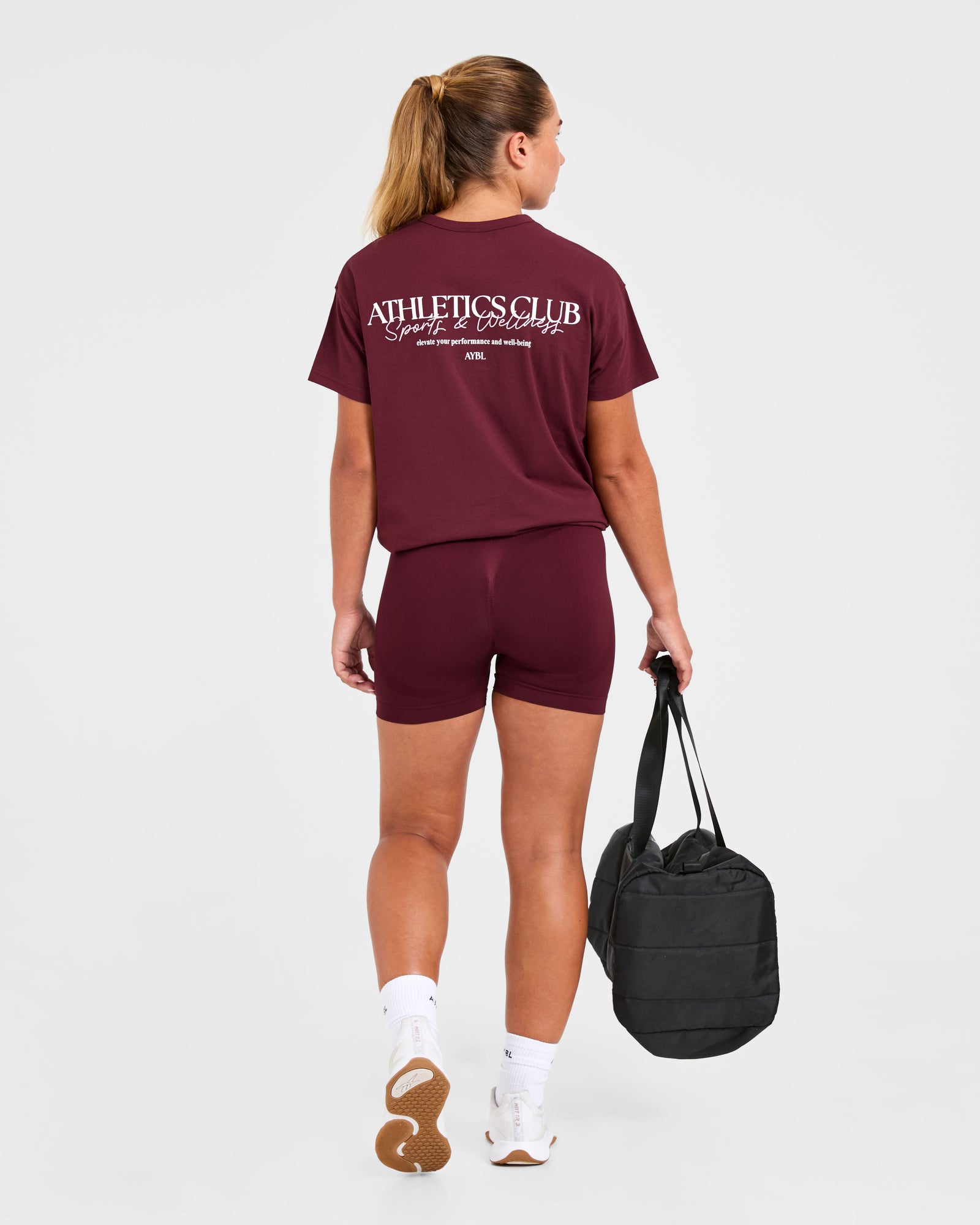 Athletics Club Oversized T Shirt - Red Wine/Pink