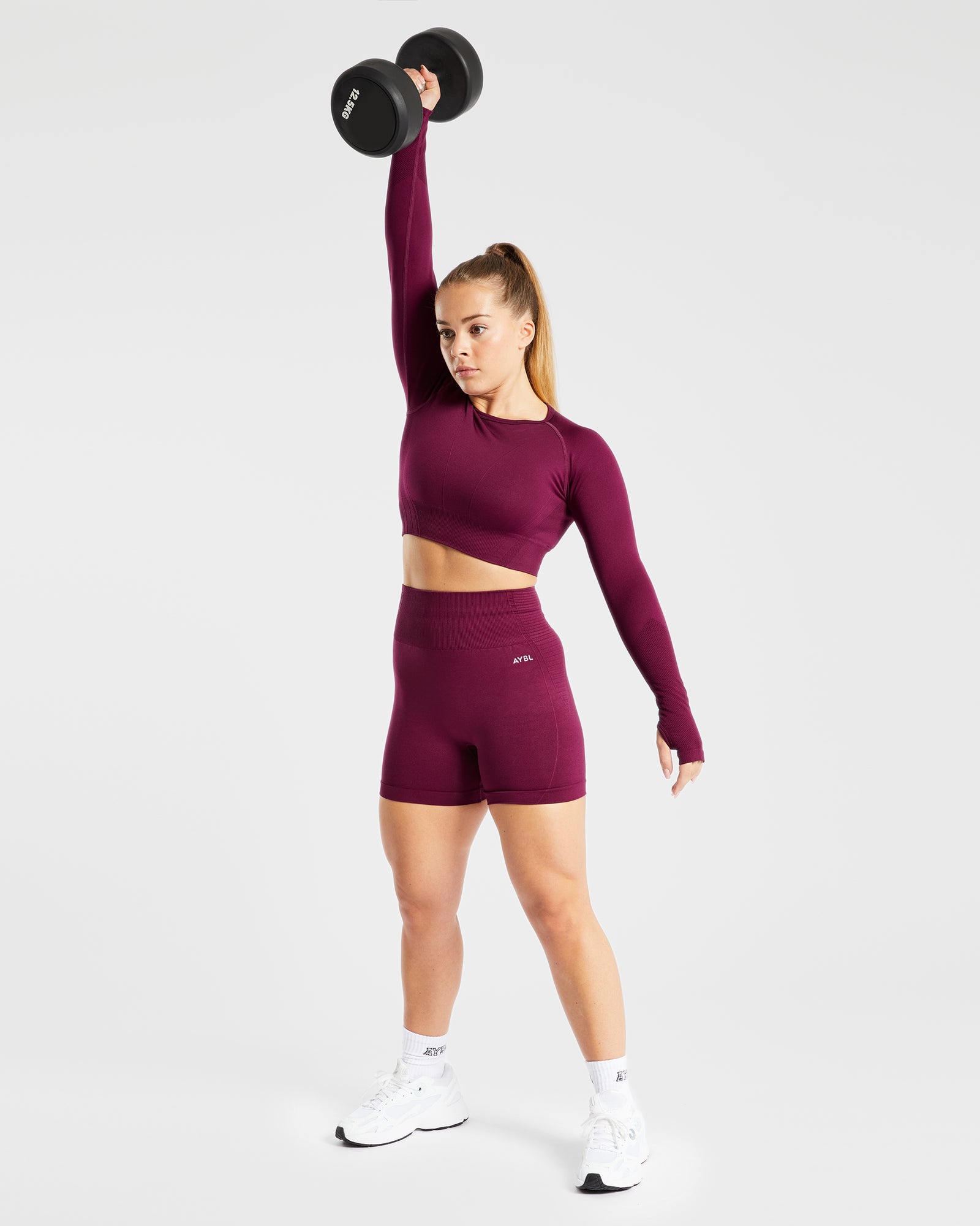 Balance V2 Seamless Long Sleeve Crop Top - Purple Wine