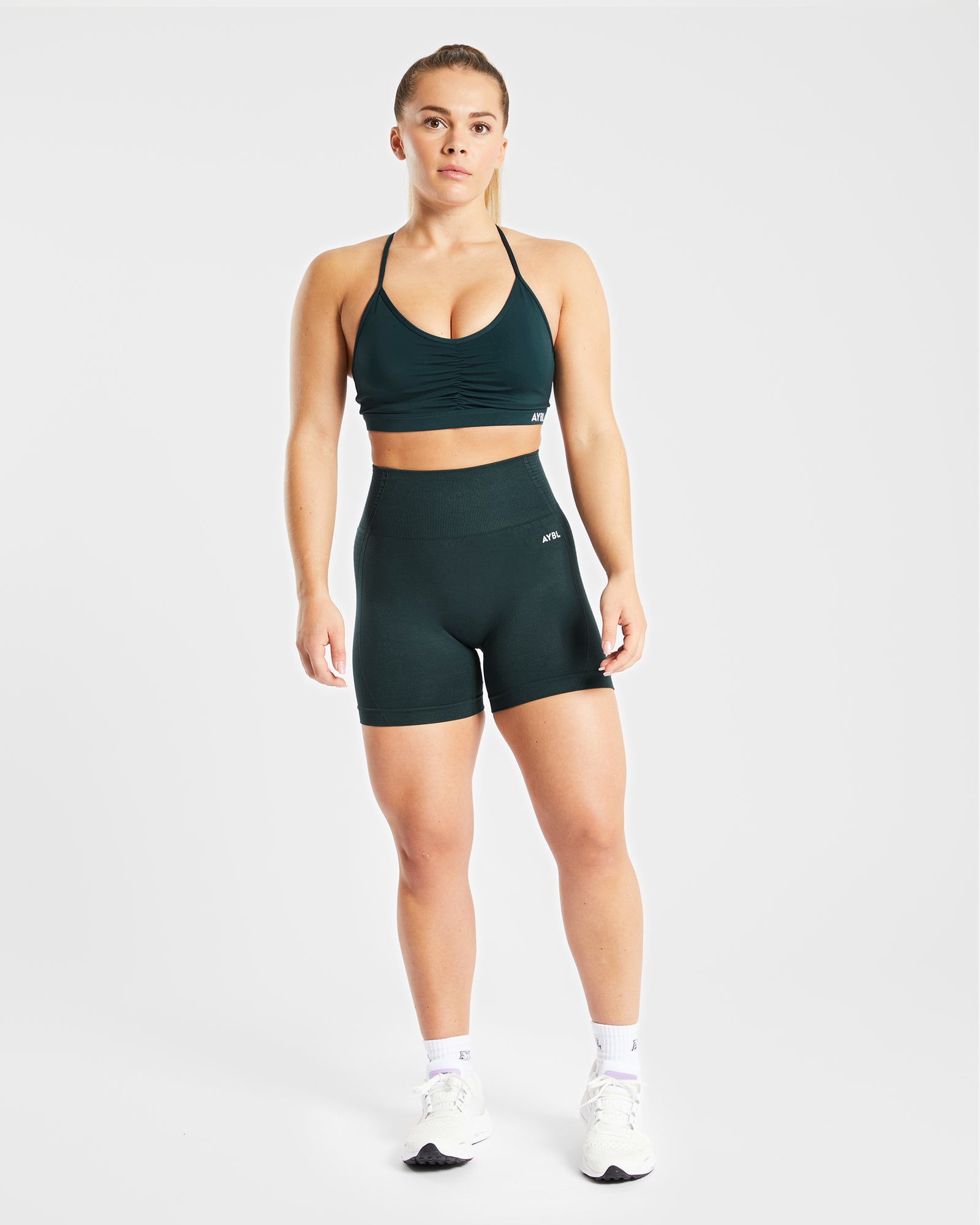 Essential Ruched Sports Bra - Forest Green - aybldev