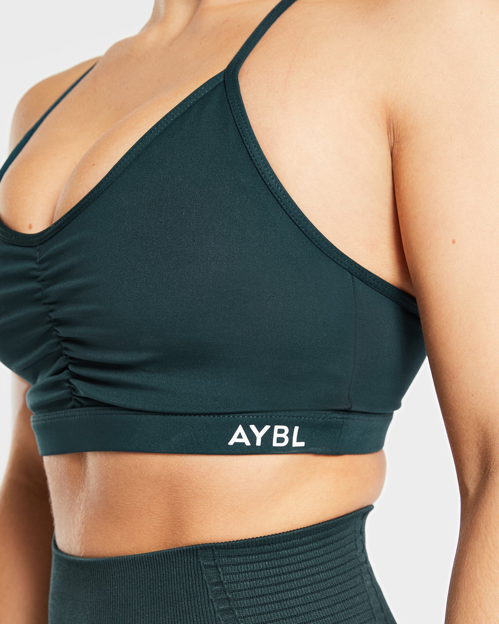 Essential Ruched Sports Bra - Forest Green - aybldev