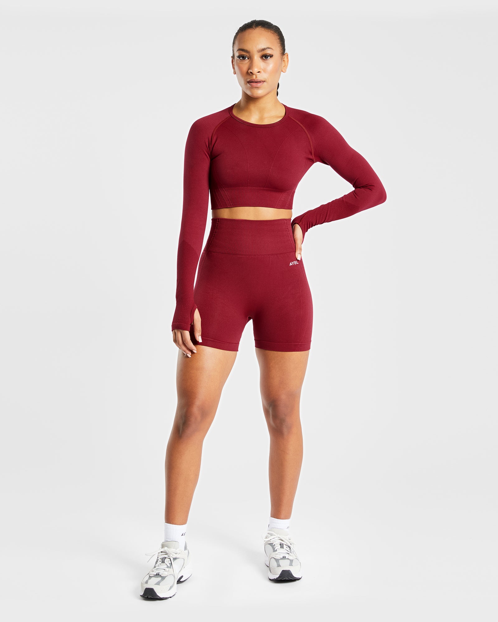 Balance V2 Seamless Long Sleeve Crop Top - Rumba Red