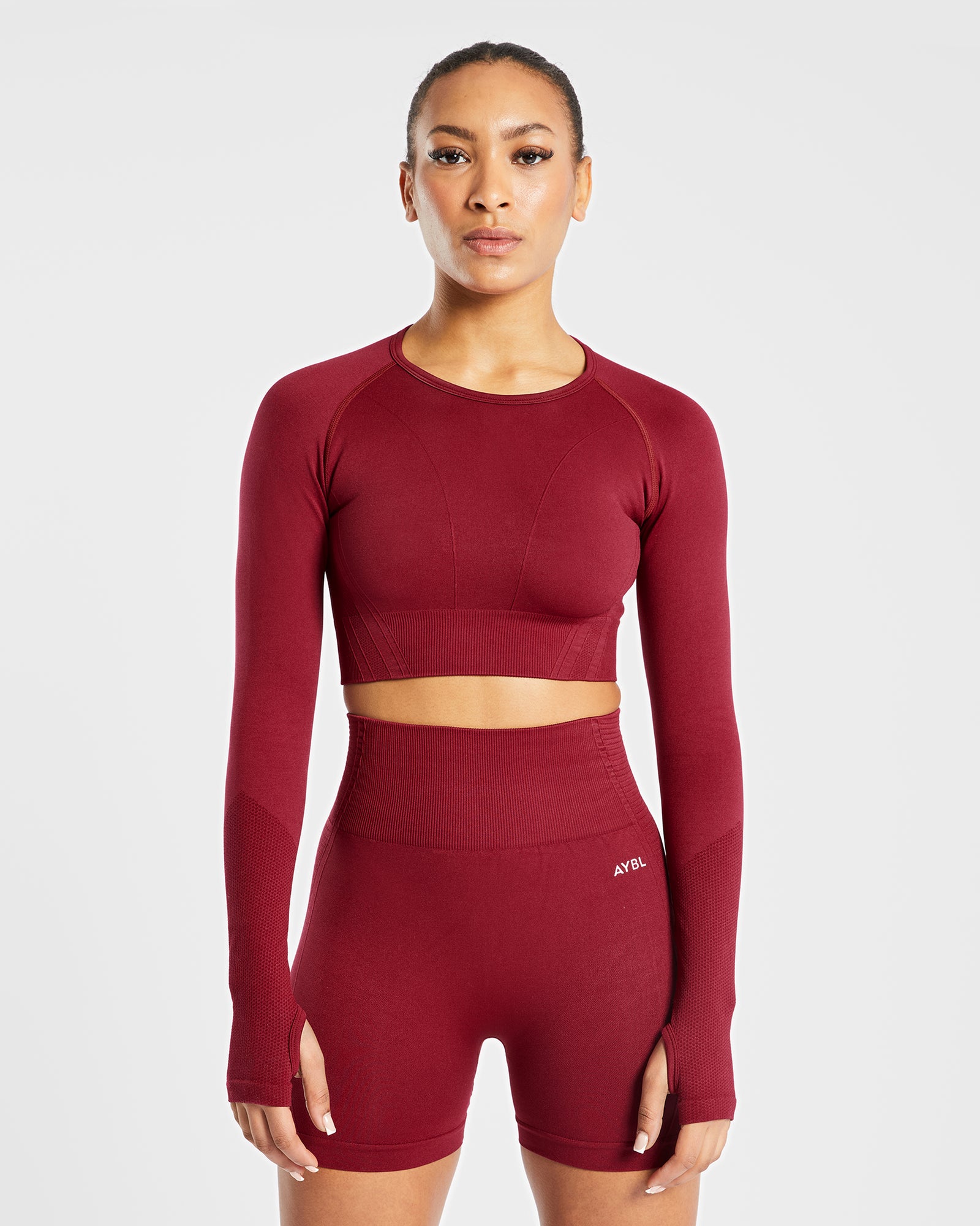Balance V2 Seamless Long Sleeve Crop Top - Rumba Red