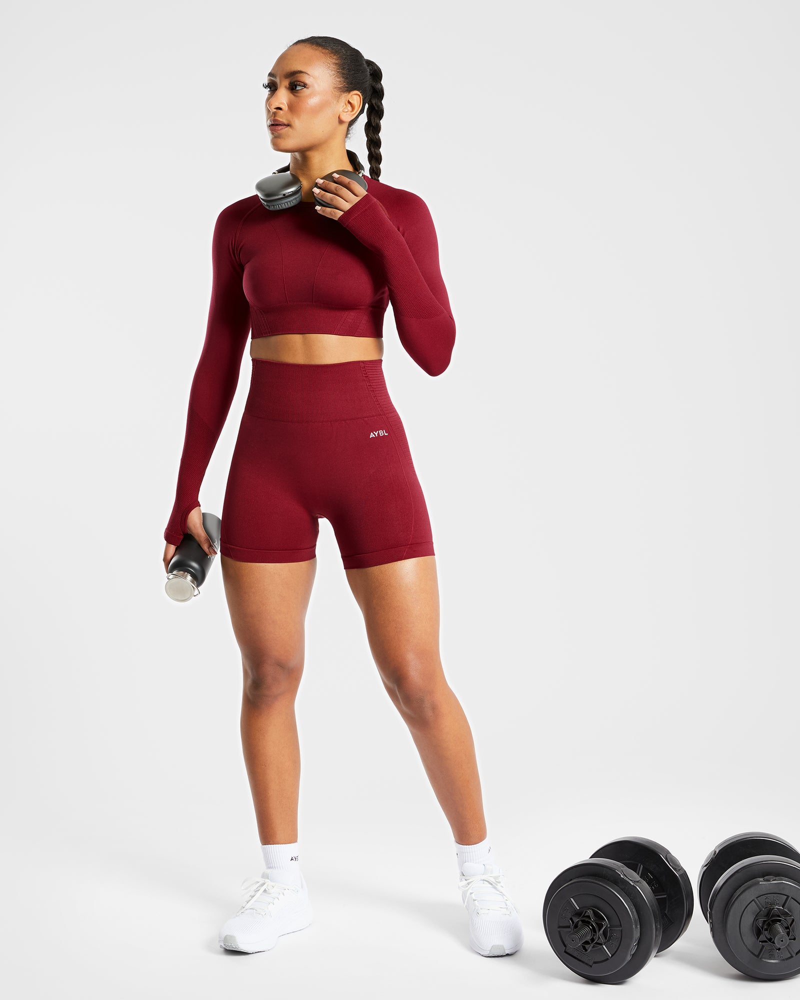 Balance V2 Seamless Long Sleeve Crop Top - Rumba Red