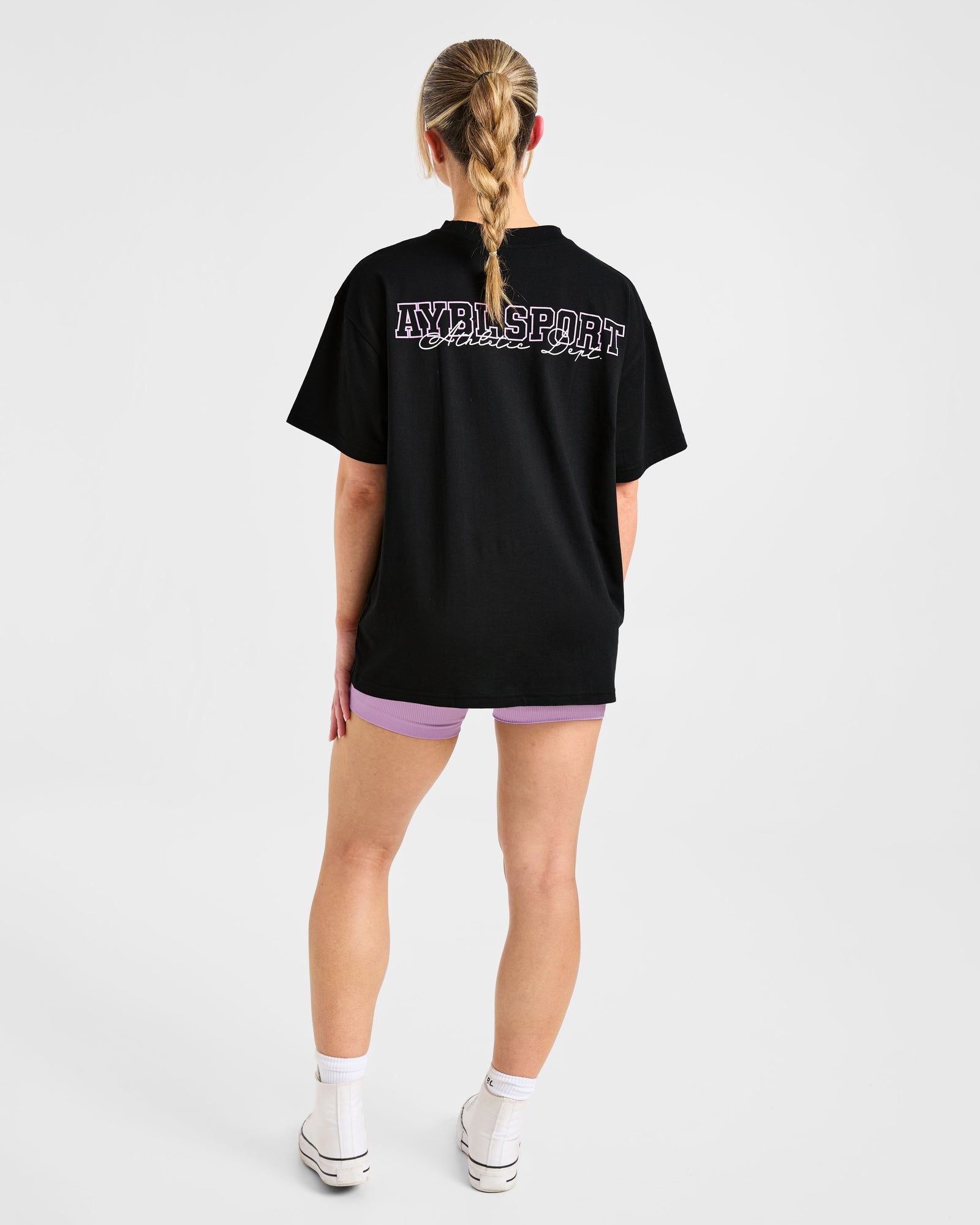 Varsity Dept. Oversized T Shirt - Black/Lilac