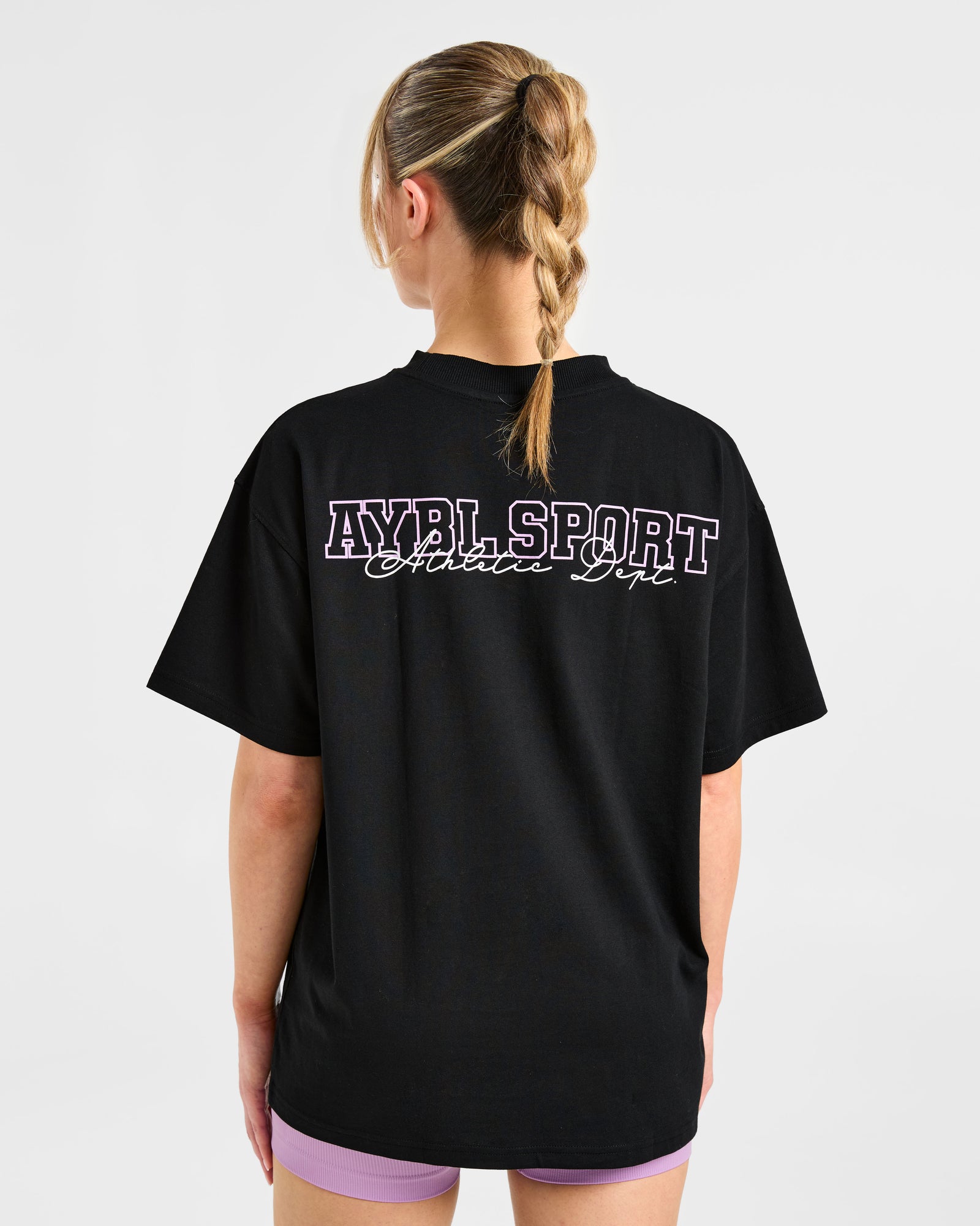 Varsity Dept. Oversized T Shirt - Black/Lilac