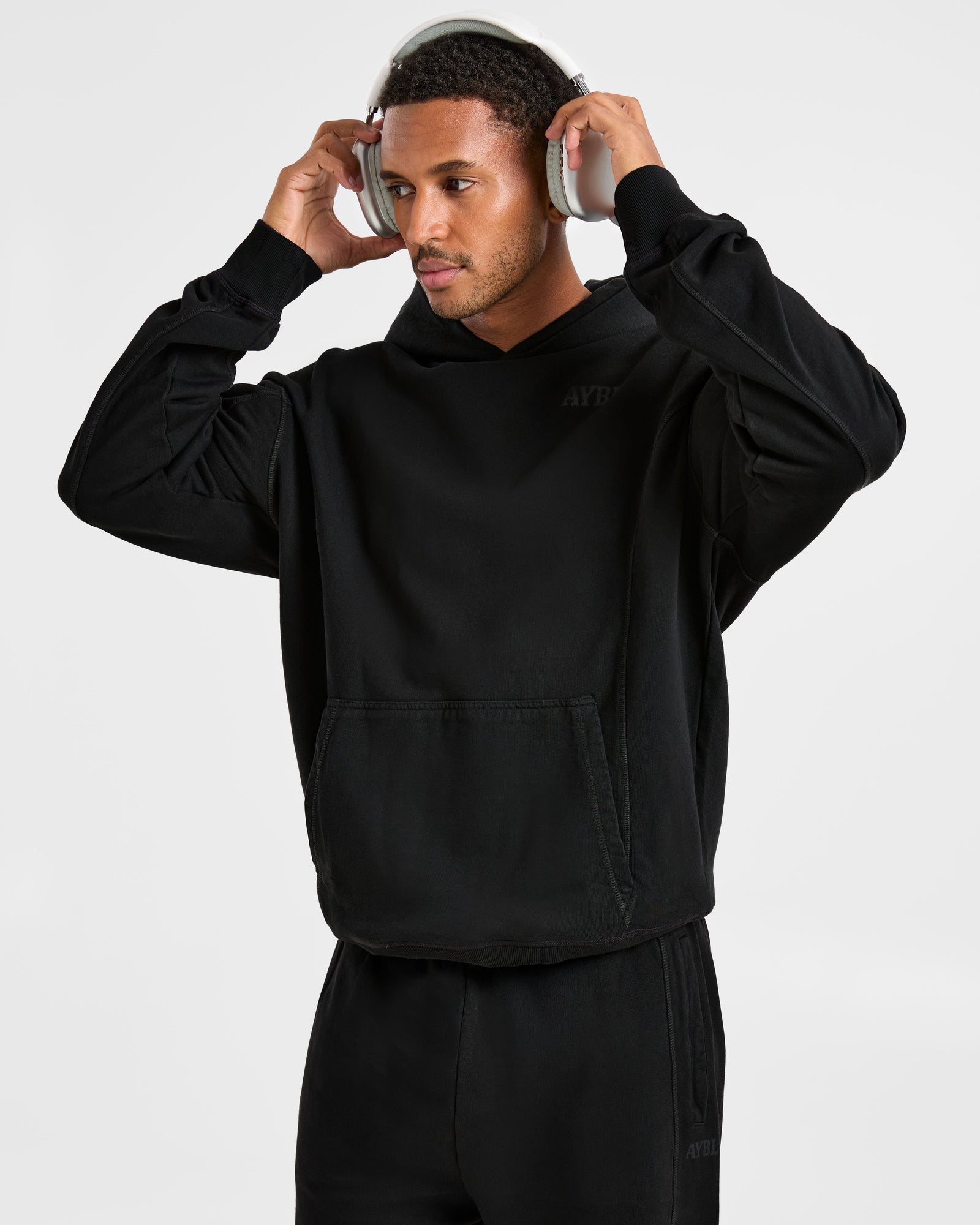 Lift Club Distressed Hoodie - Black/Charcoal