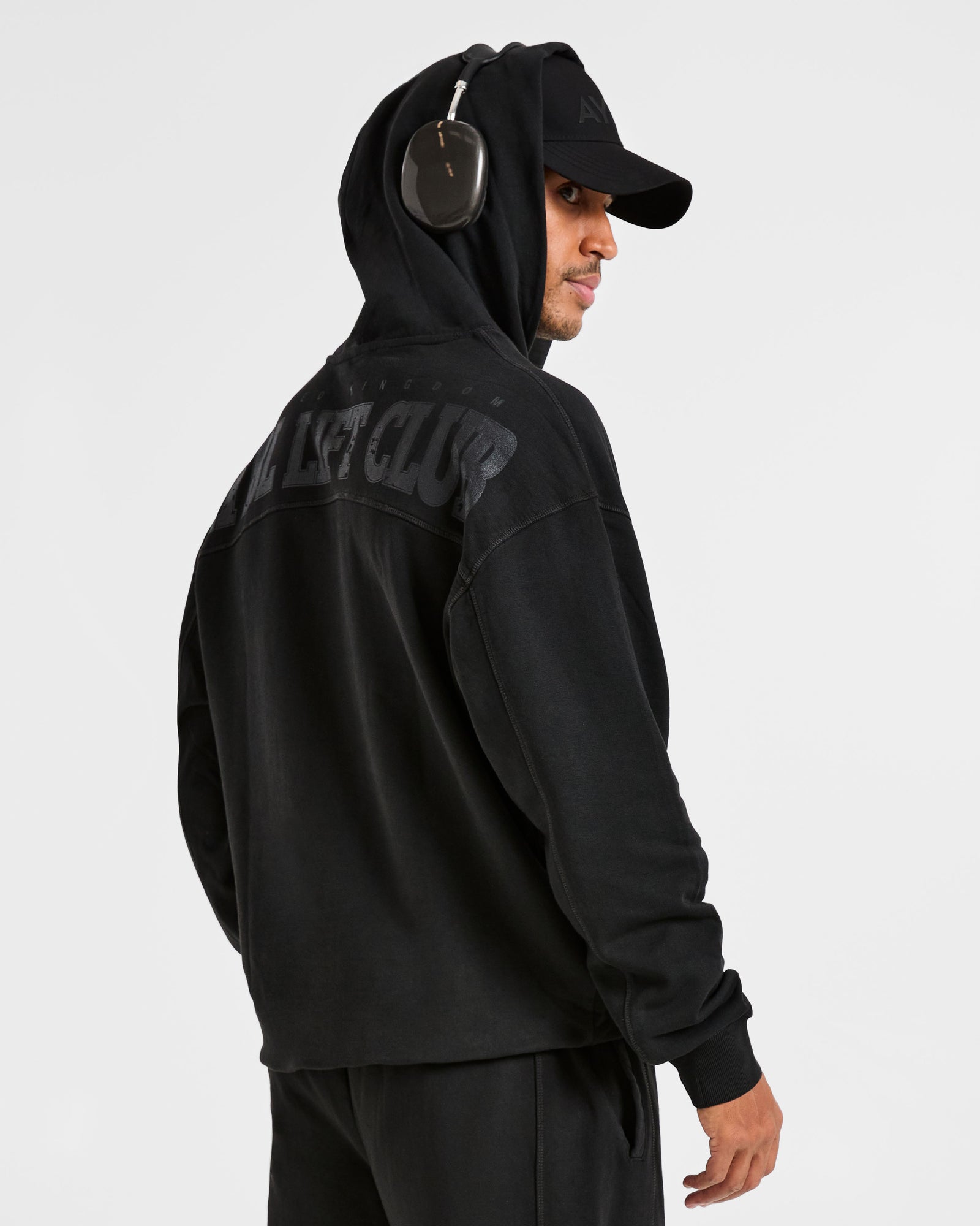 Lift Club Distressed Hoodie - Black/Charcoal