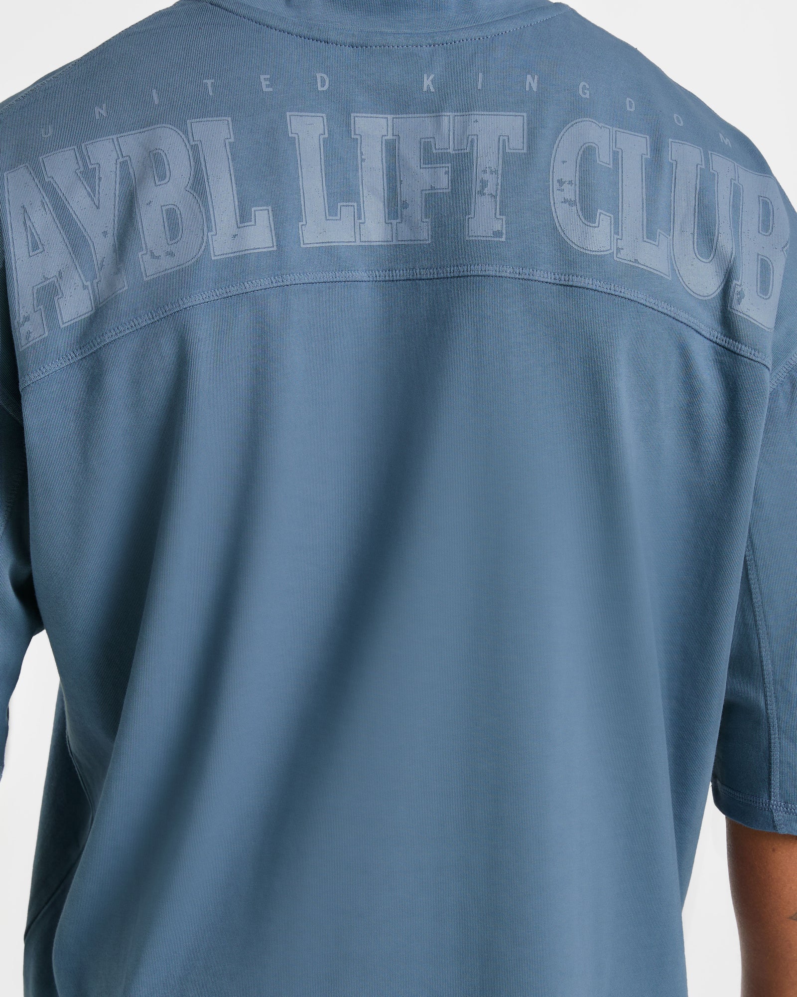 Lift Club Distressed Oversized T Shirt - Washed Indigo