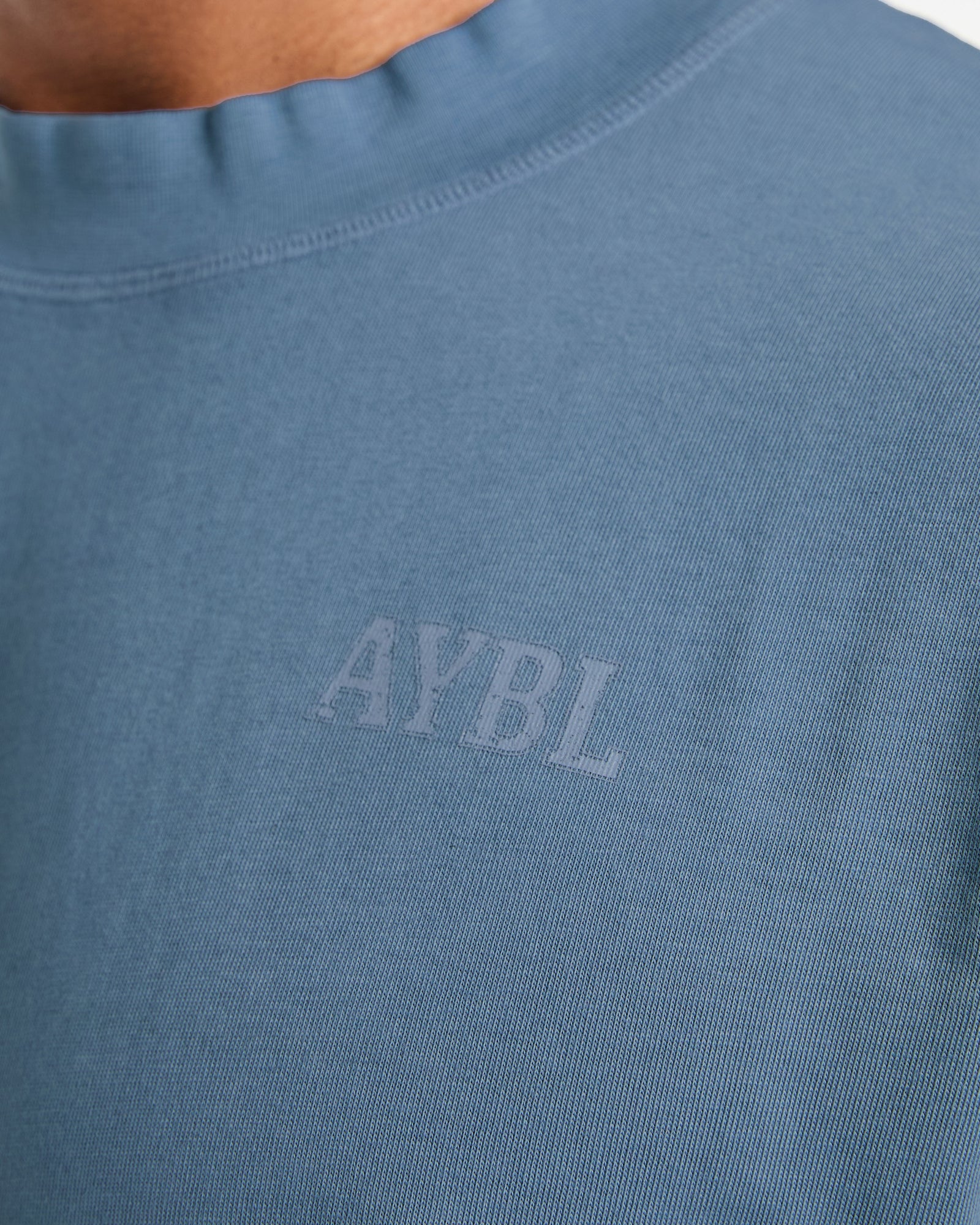 Lift Club Distressed Oversized T Shirt - Washed Indigo