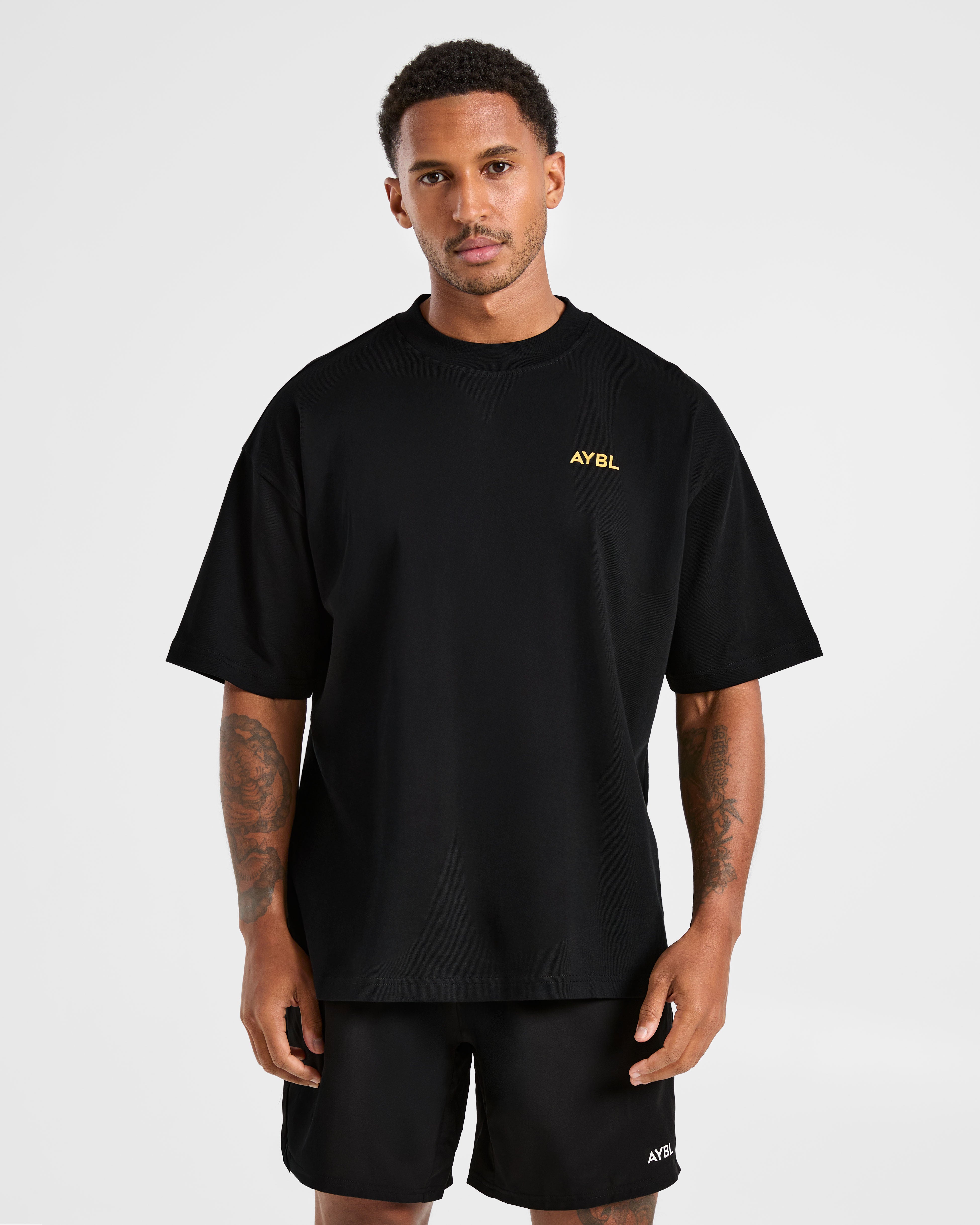 Essential Oversized T Shirt - Black/Mango Yellow