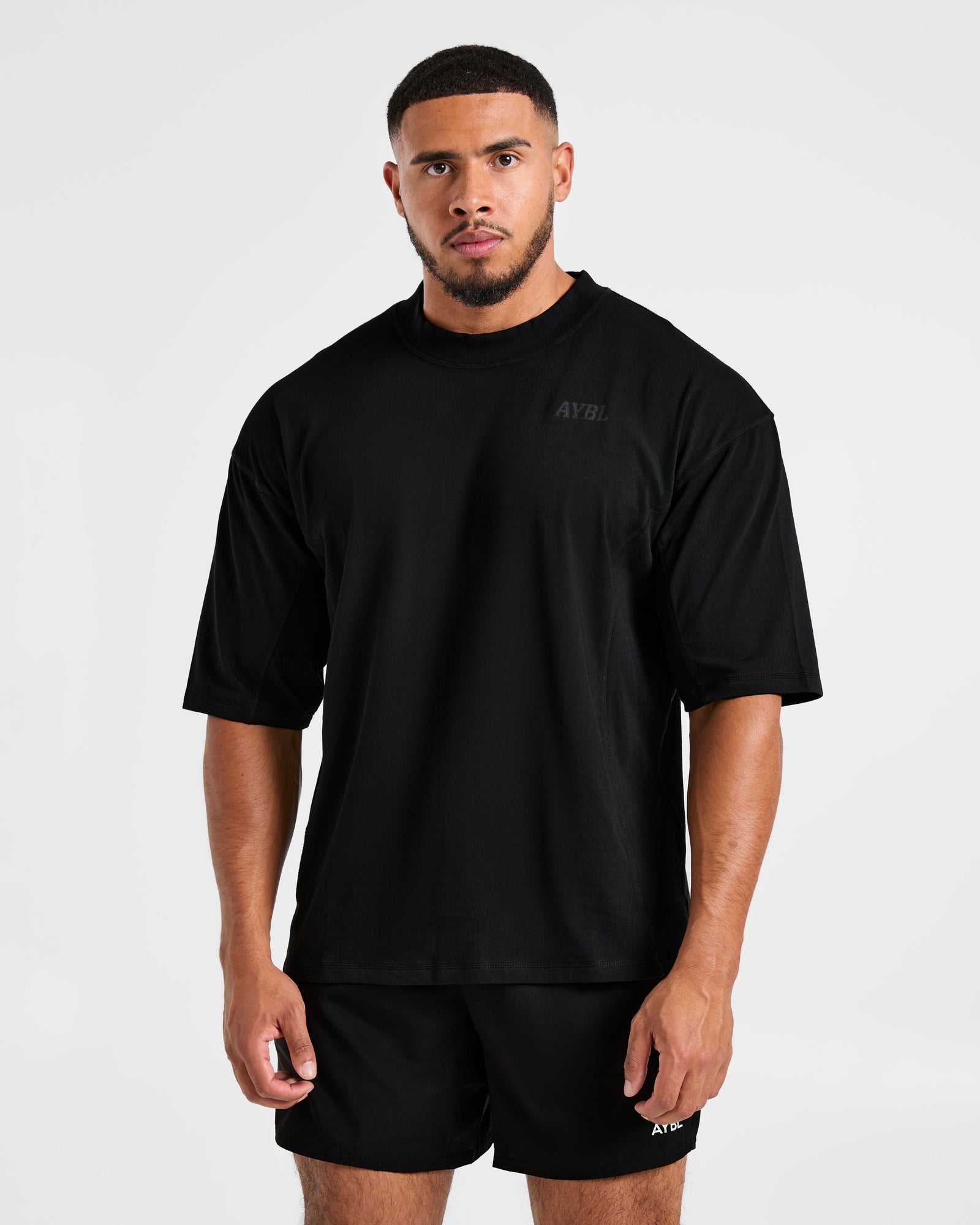 Lift Club Distressed Oversized T Shirt - Black/Charcoal