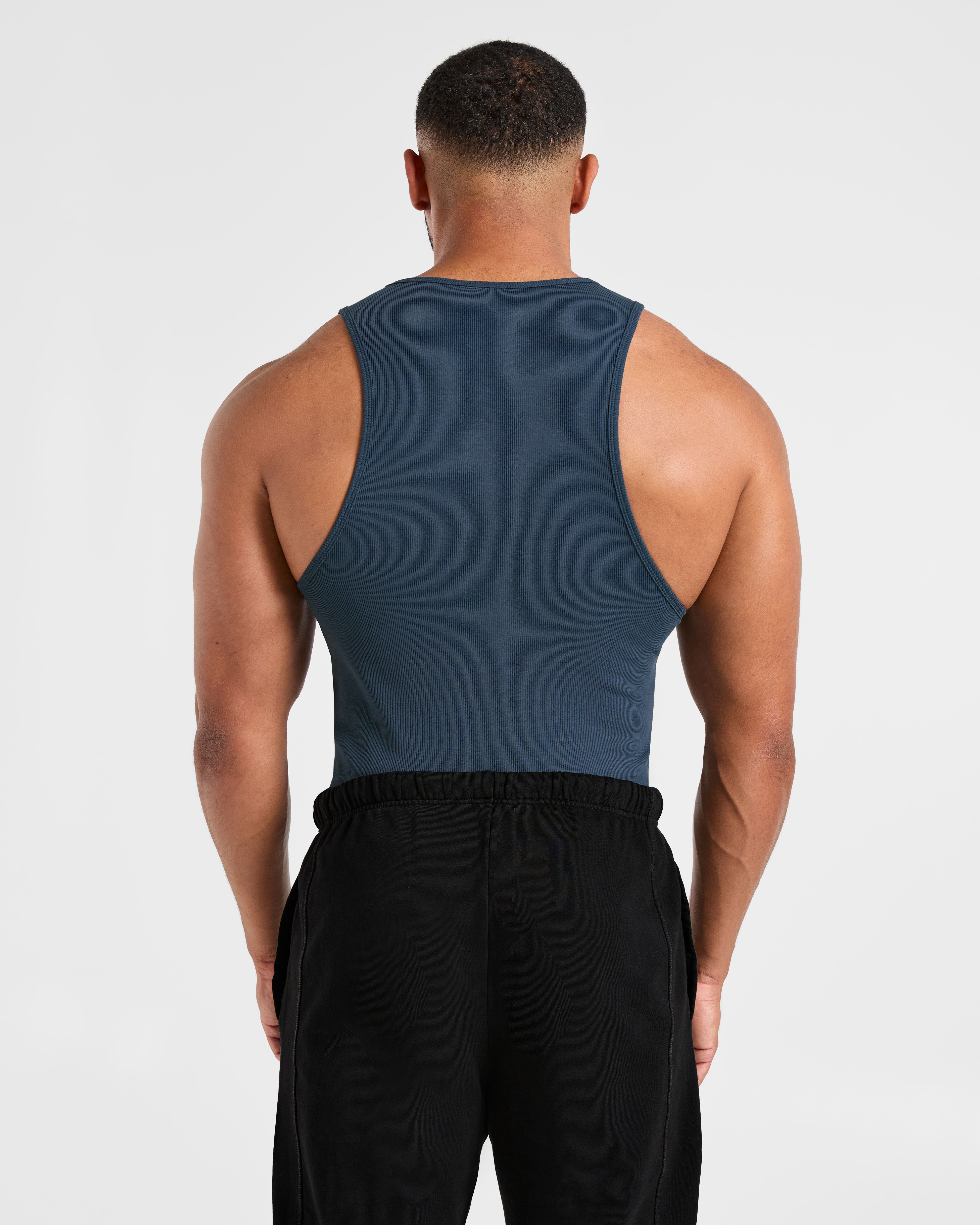 Muscle Ribbed Tank - Washed Navy