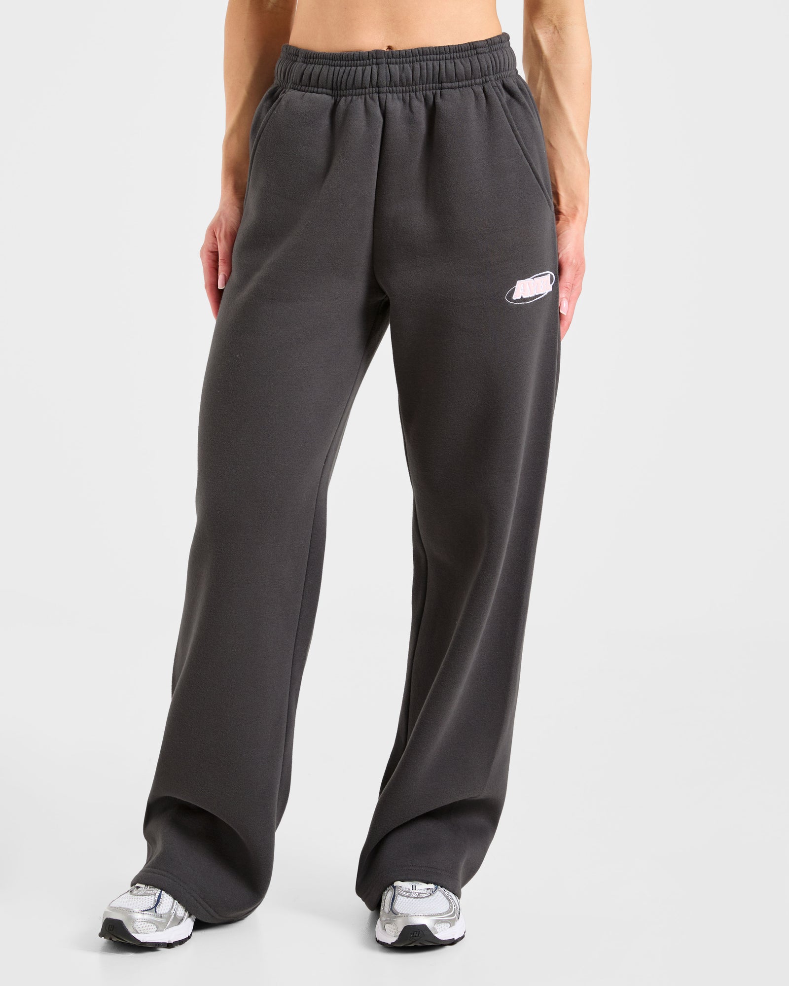 Sports Essentials Oversized Straight Leg Joggers - Charcoal/Pink