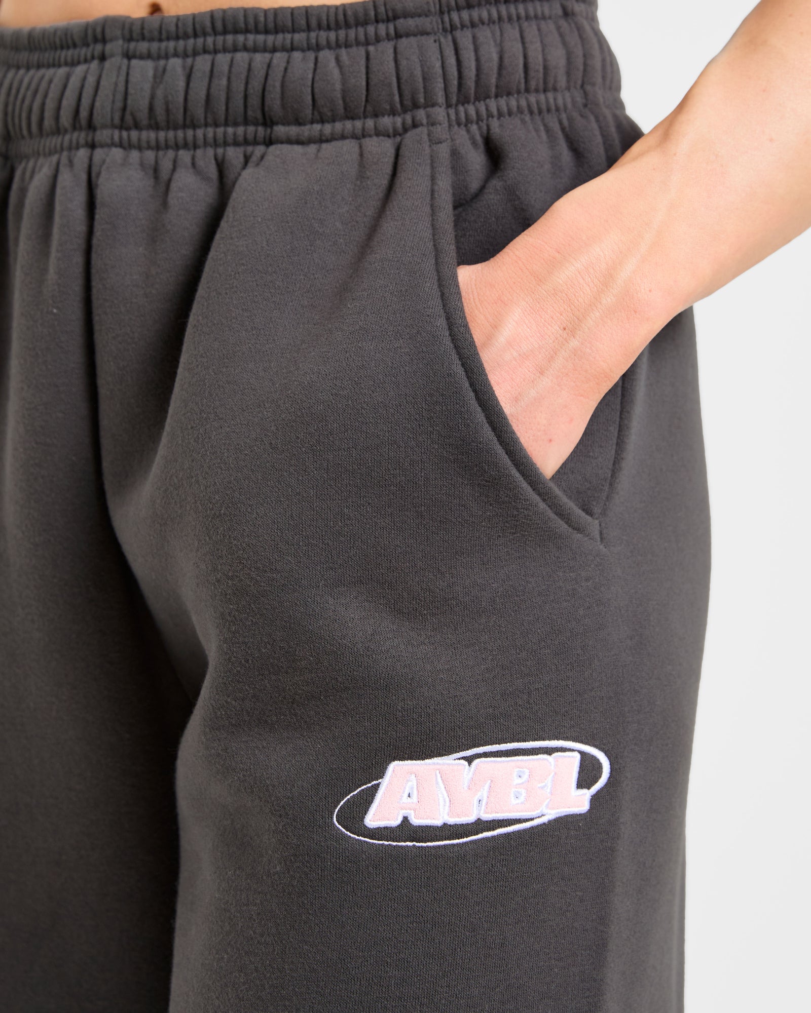 Sports Essentials Oversized Straight Leg Joggers - Charcoal/Pink