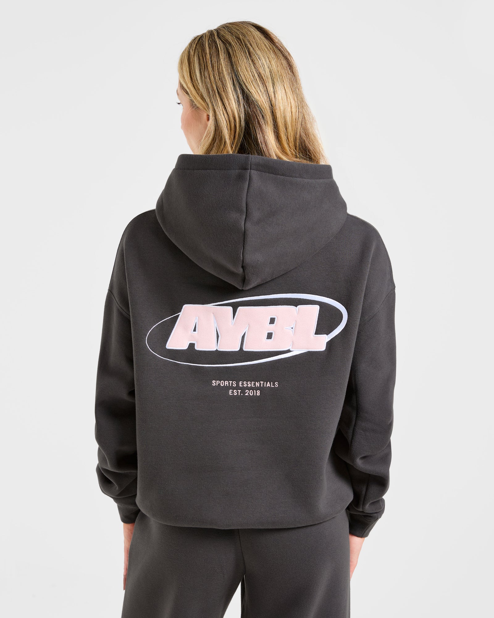 Sports Essentials Oversized Hoodie - Charcoal/Pink