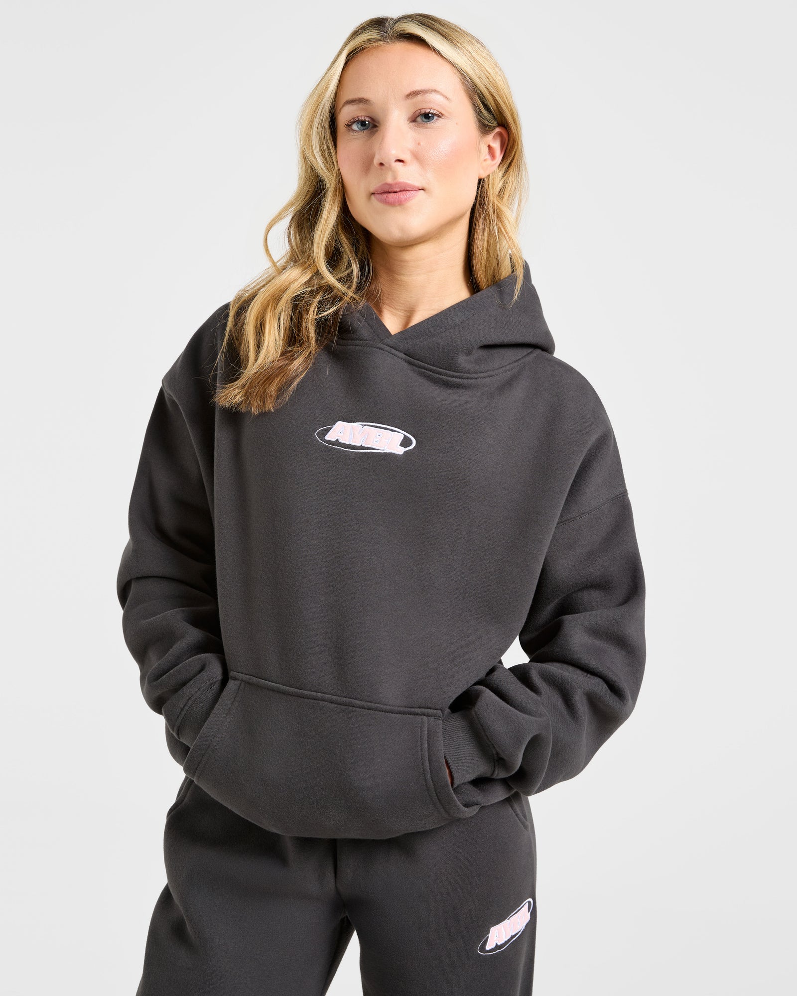Sports Essentials Oversized Hoodie - Charcoal/Pink