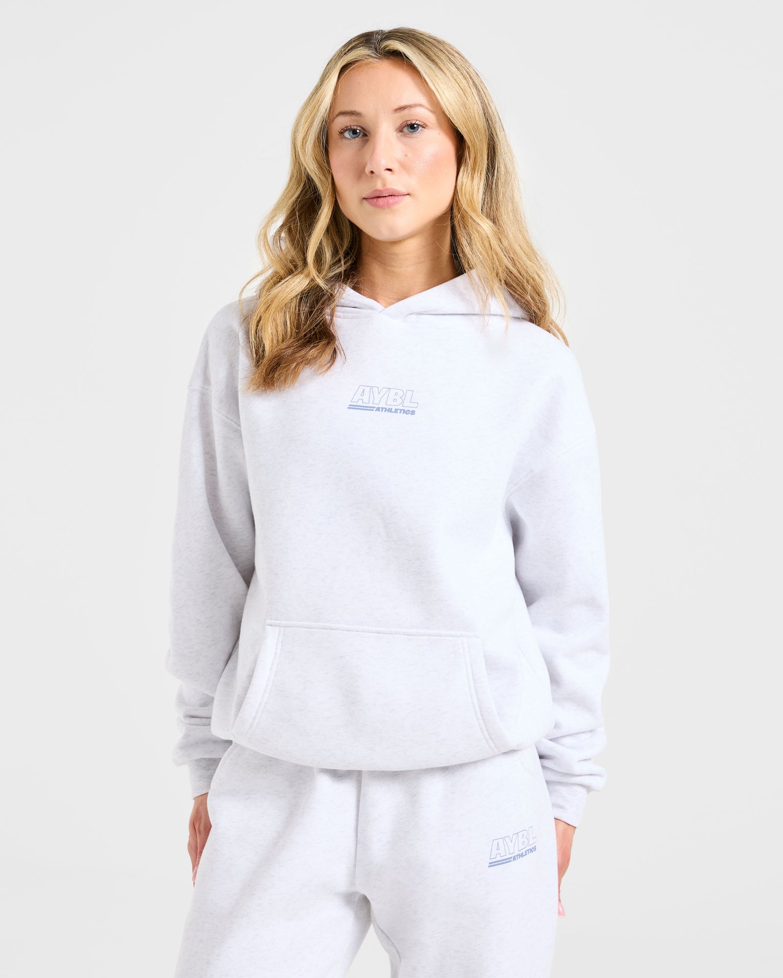 JD Athletics Track Oversized Hoodie - Heather Grey/Slate Blue (Copy)