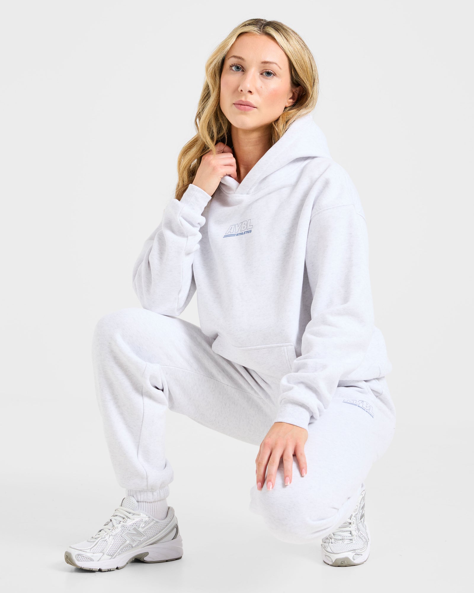 JD Athletics Track Oversized Hoodie - Heather Grey/Slate Blue (Copy)