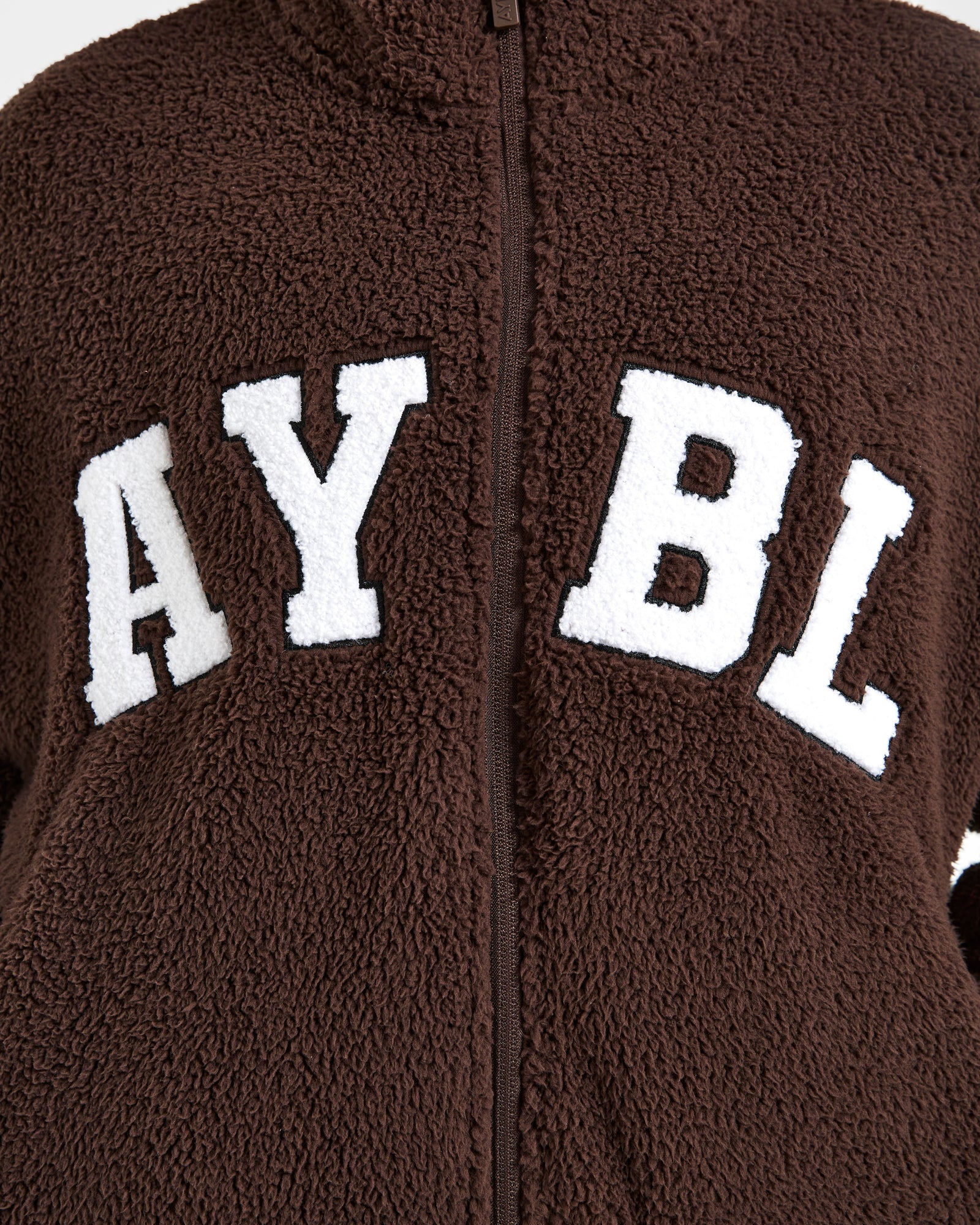 JD Varsity Oversized Fleece Zip Up Jacket - Cocoa Brown (Copy)