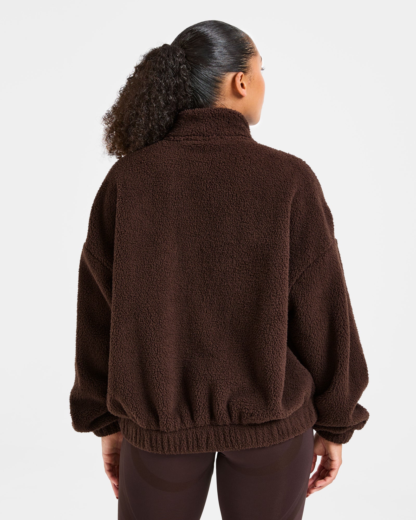 JD Varsity Oversized Fleece Zip Up Jacket - Cocoa Brown (Copy)