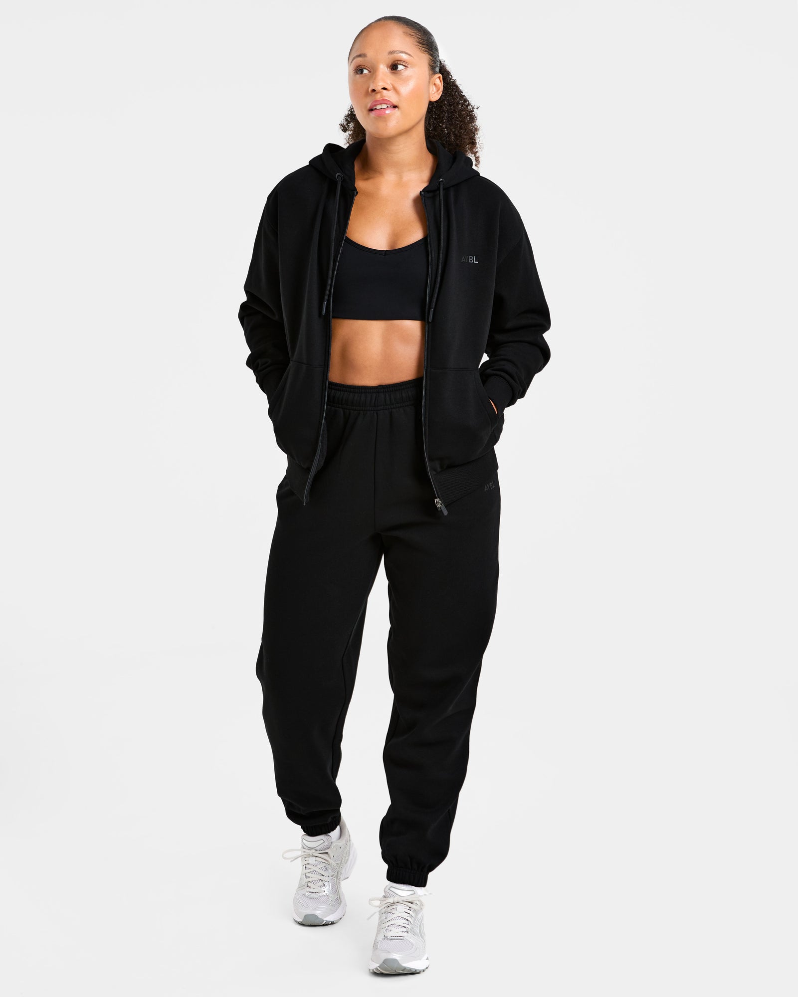 Lifestyle Oversized Zip Up Hoodie - Black