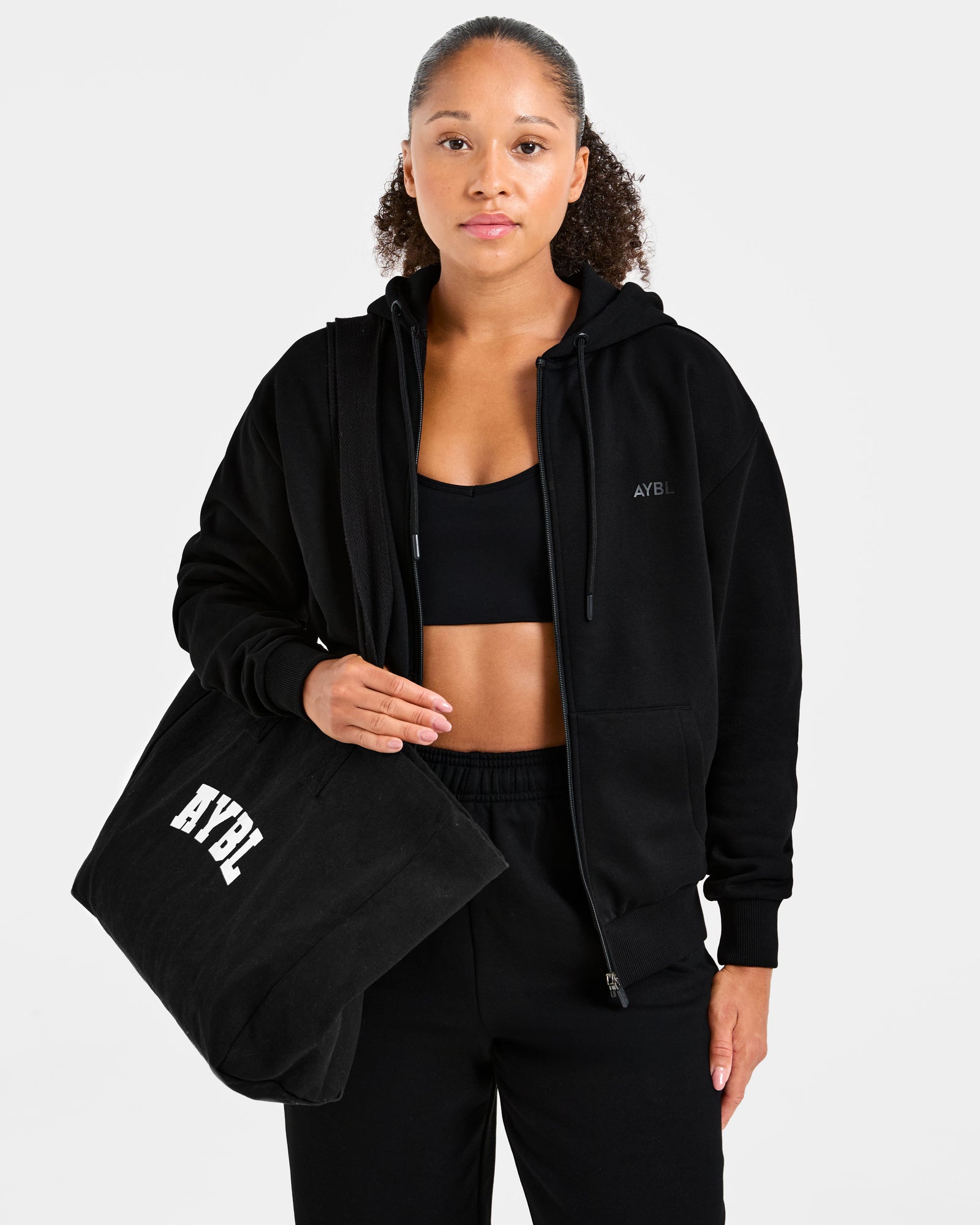 Lifestyle Oversized Zip Up Hoodie - Black