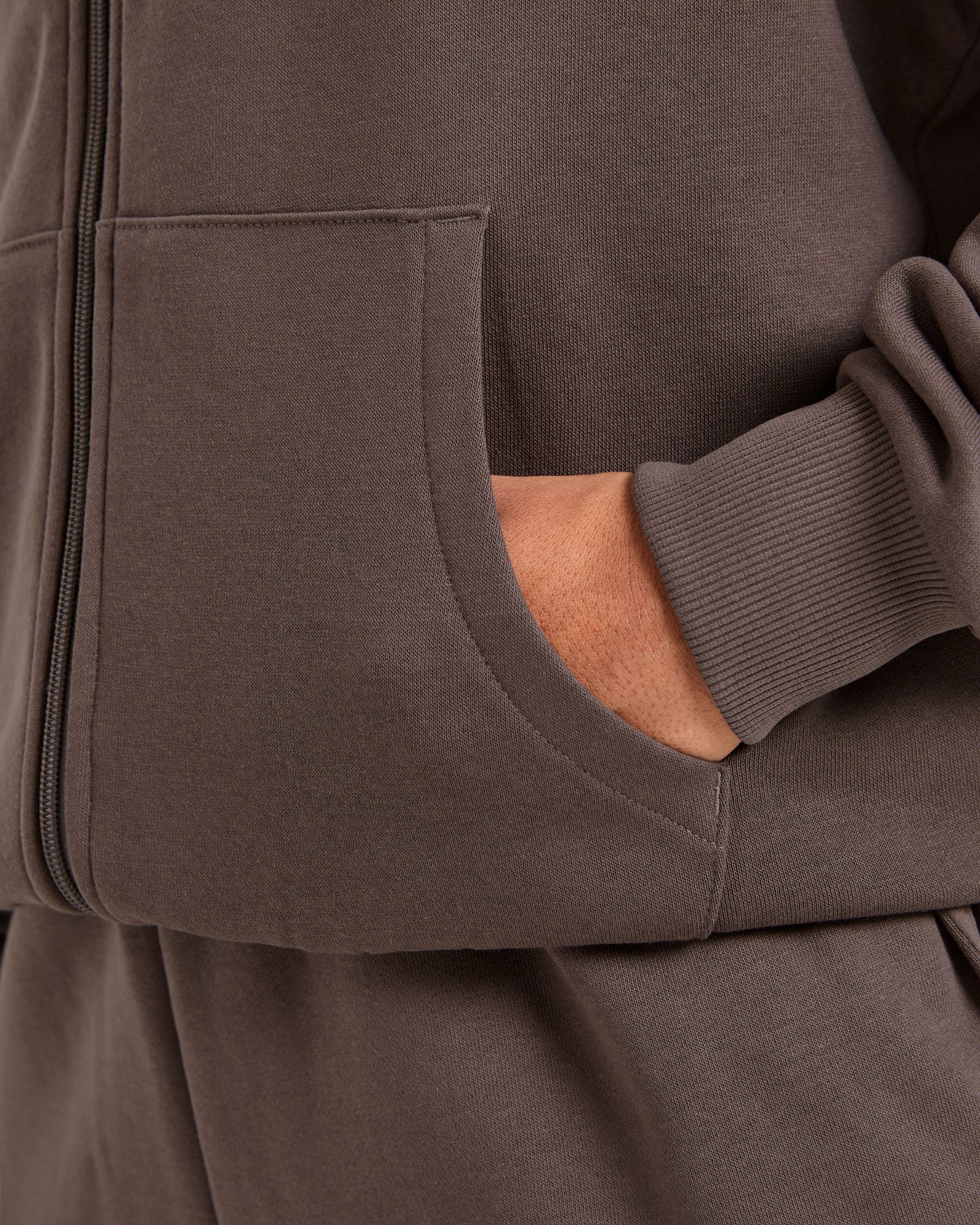 Lifestyle Oversized Zip Up Hoodie - Umber Brown