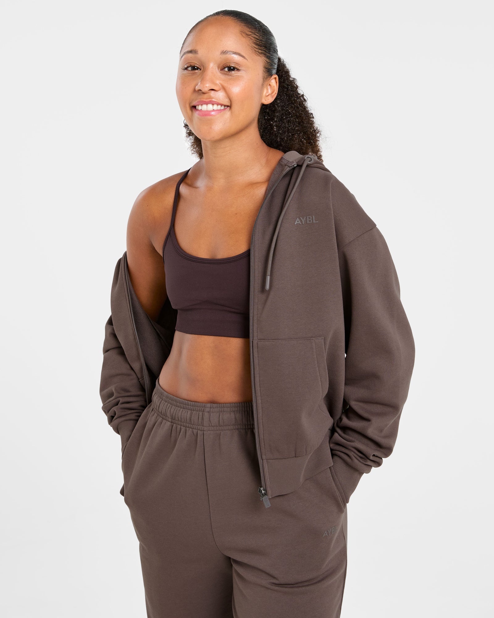 Lifestyle Oversized Zip Up Hoodie - Umber Brown