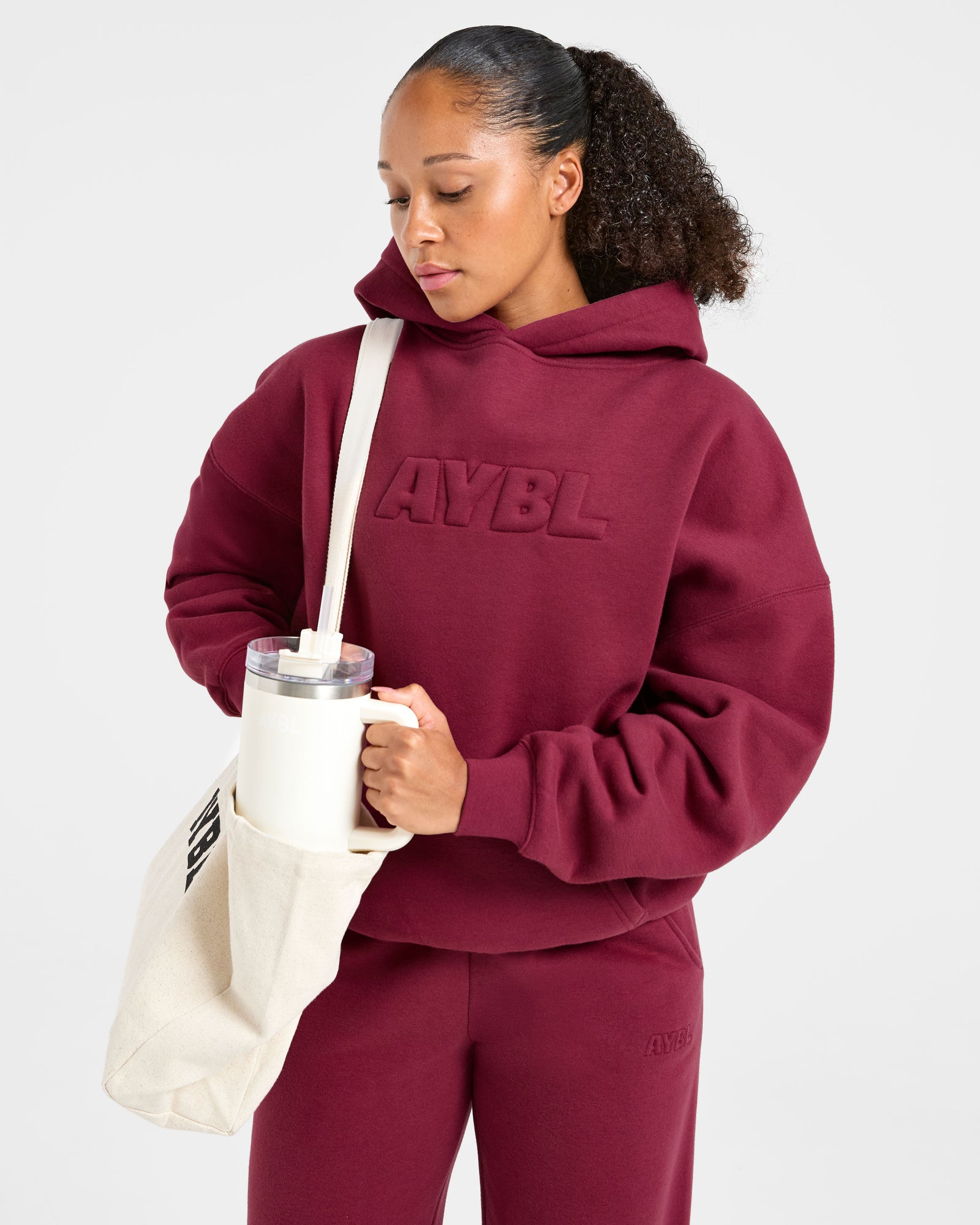 Classic Plush Oversized Hoodie - Muted Raspberry