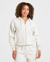 Lifestyle Oversized Zip Up Hoodie - Off-White