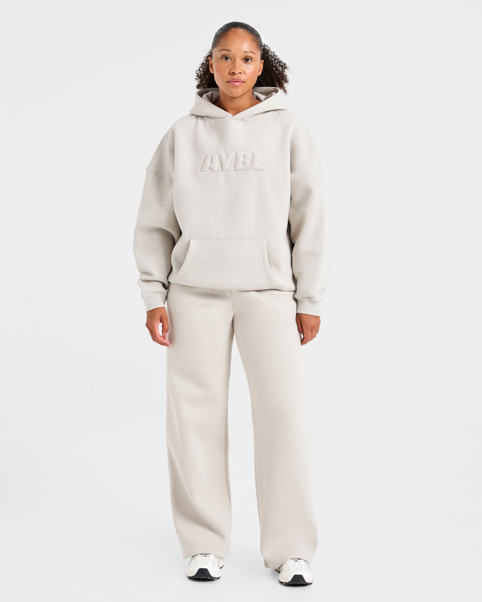 Classic Plush Oversized Straight Leg Joggers - Sand