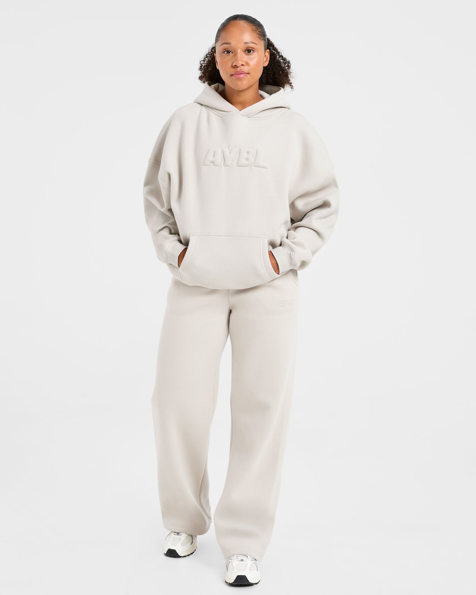Classic Plush Oversized Straight Leg Joggers - Sand