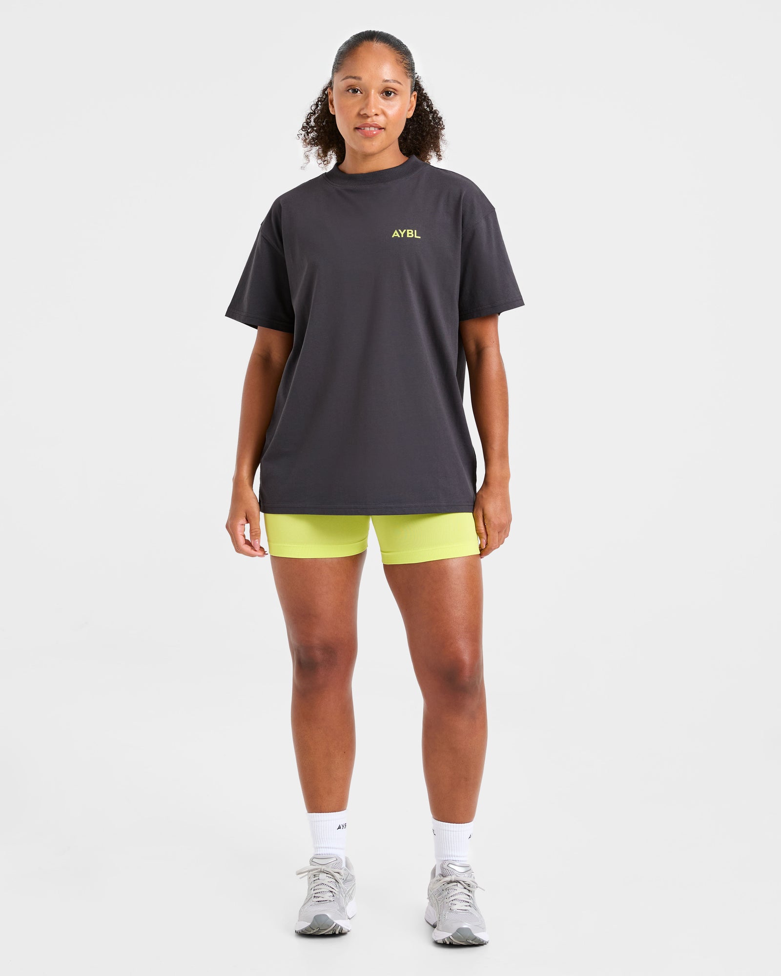 Lift Graphic Oversized T Shirt - Charcoal/Lime