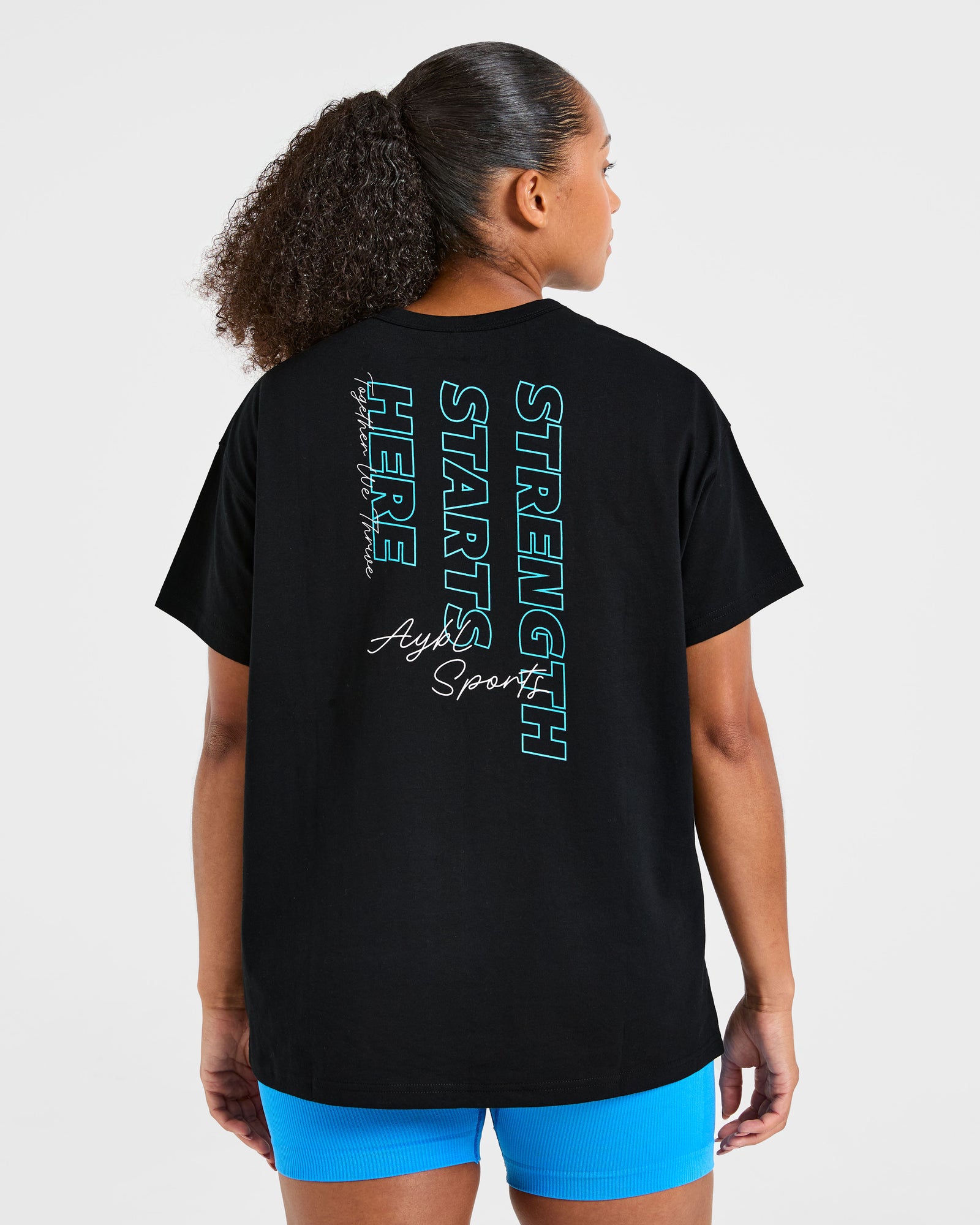 Strength Starts Here Oversized T Shirt - Black/Blue